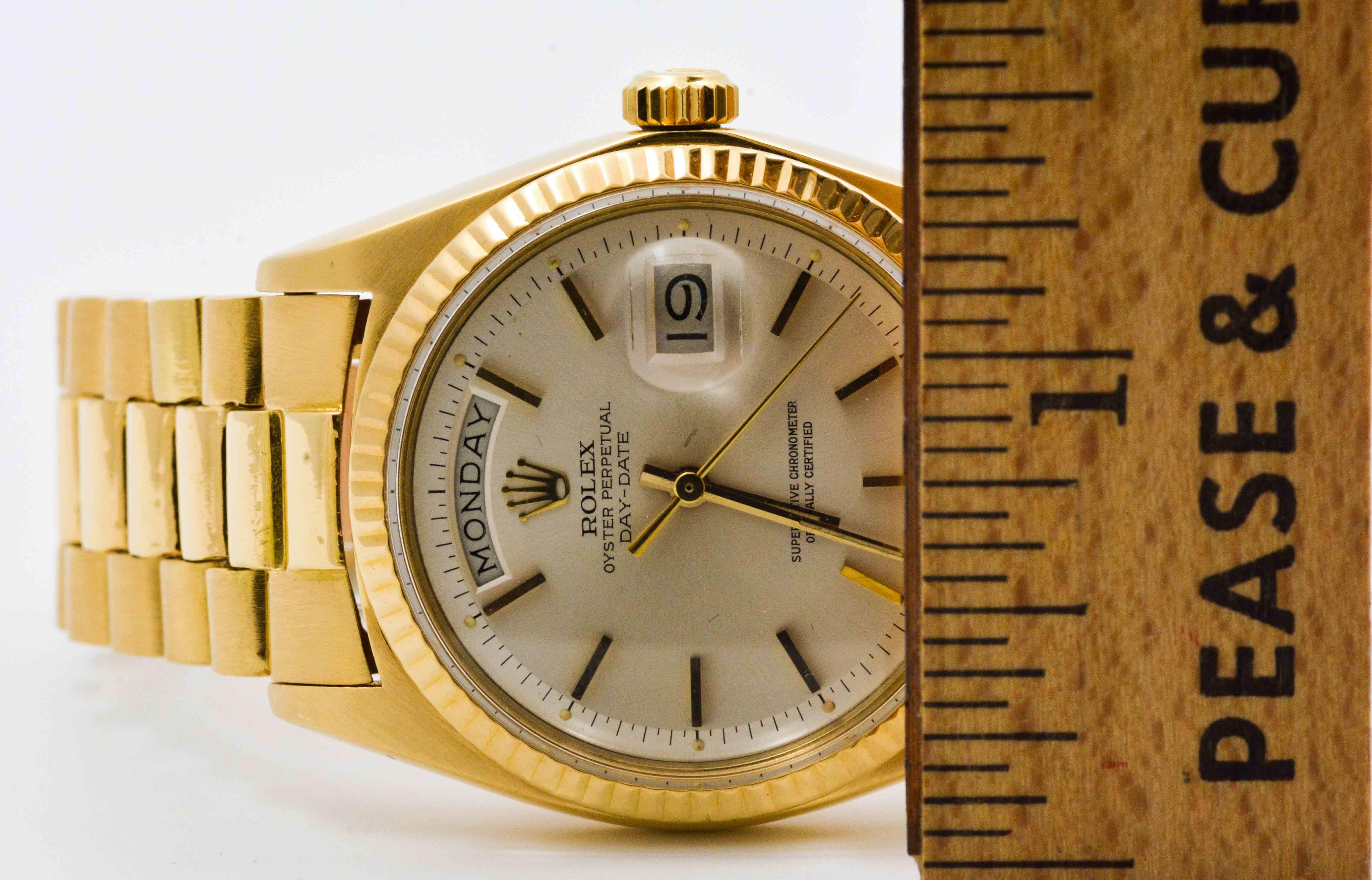 Rolex Yellow Gold Day Date Automatic Wristwatch In Excellent Condition In Dallas, TX