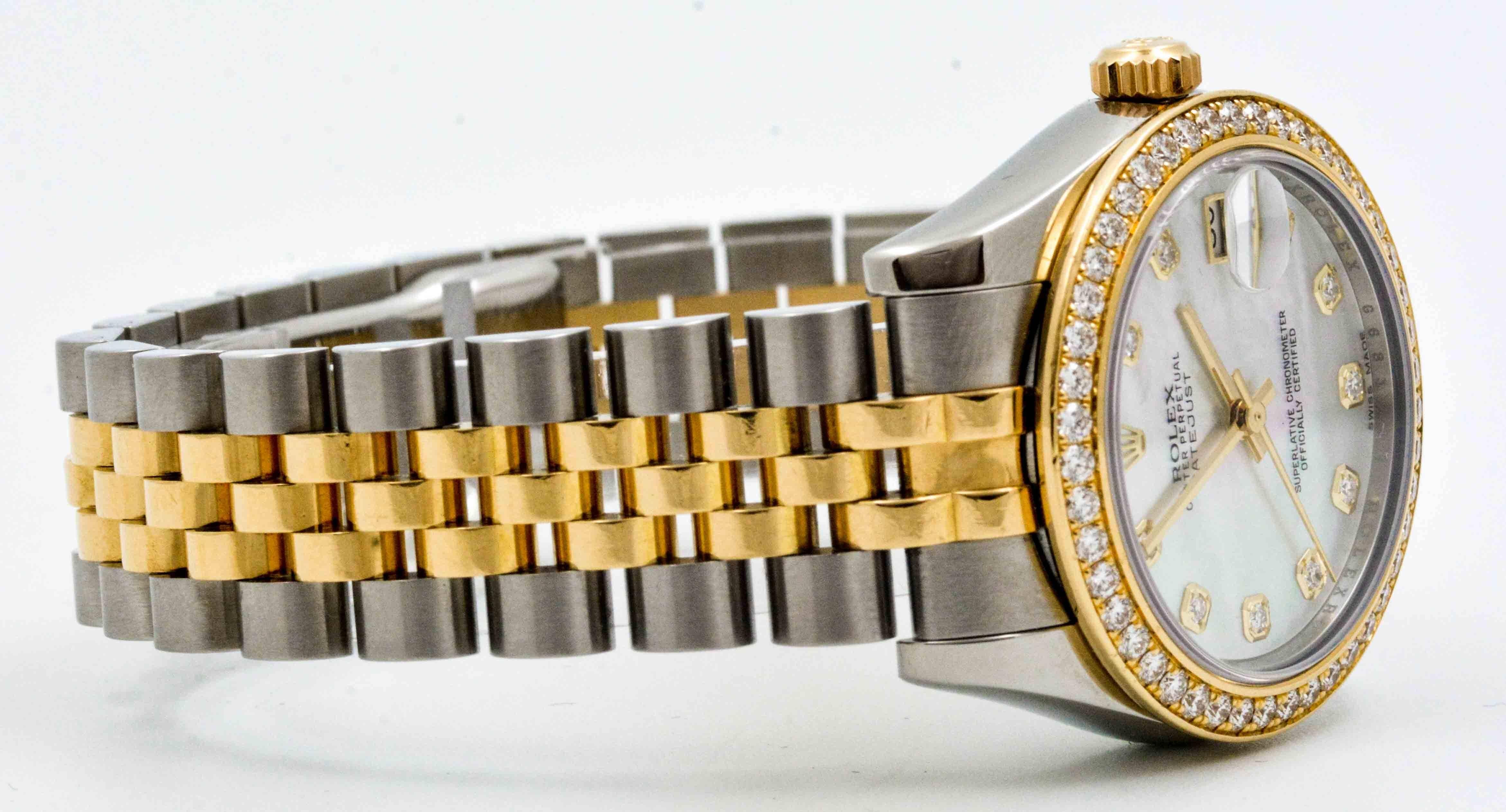 Rolex yellow gold Stainless Steel Diamond Bezel Datejust automatic Wristwatch 3