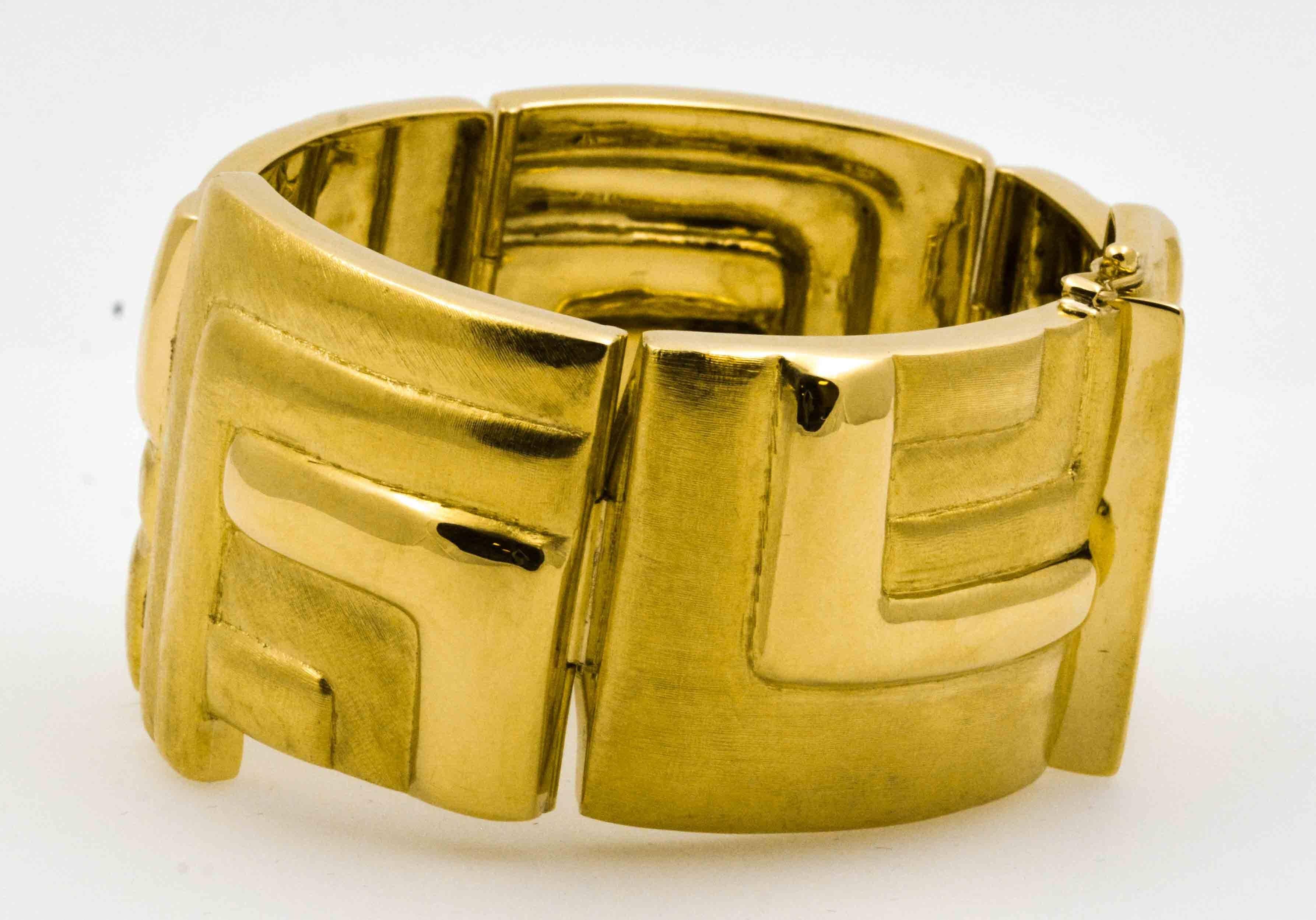 Women's or Men's Burl Marx Yellow Gold Panel Bracelet