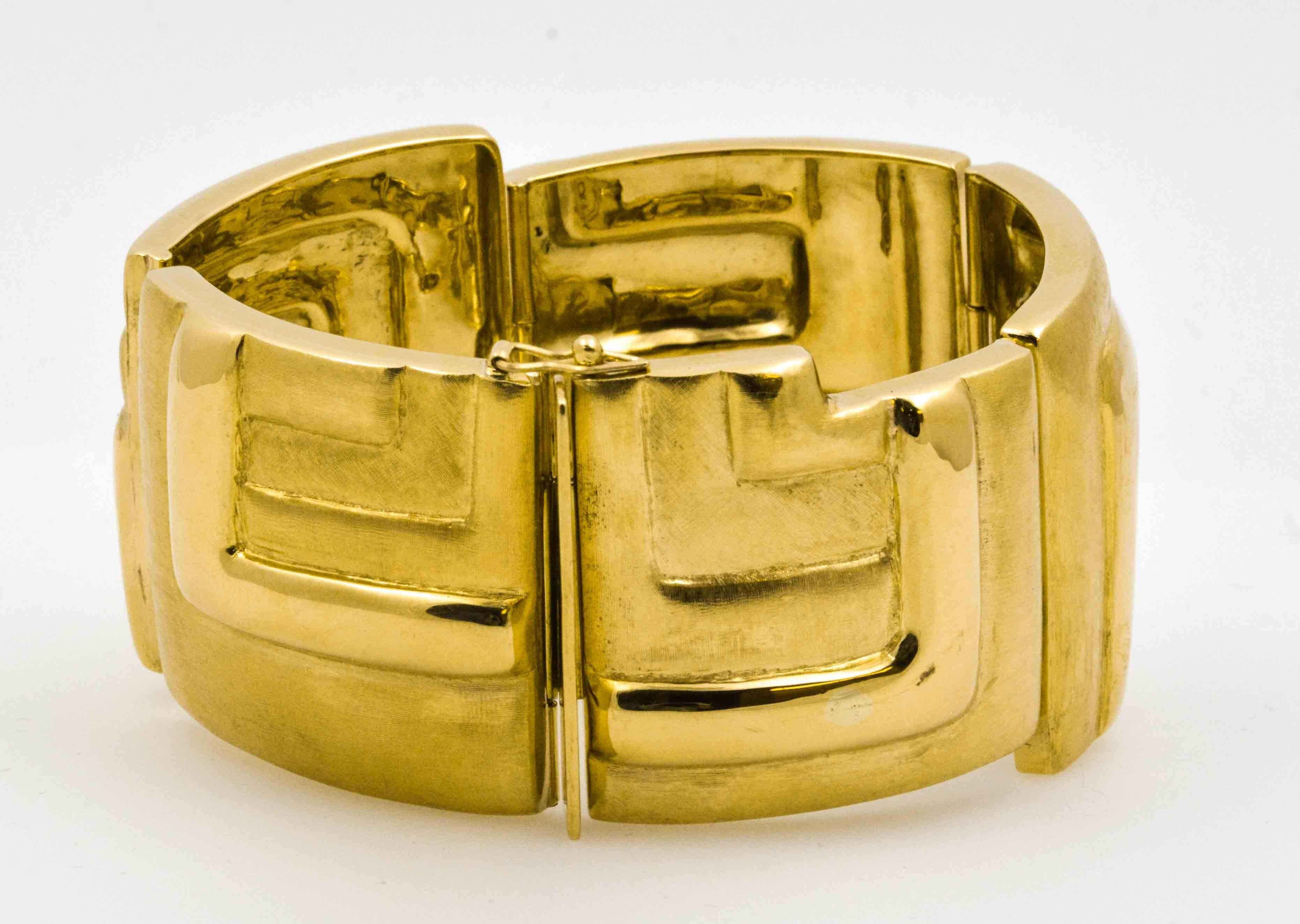 Burl Marx Yellow Gold Panel Bracelet In Excellent Condition In Dallas, TX