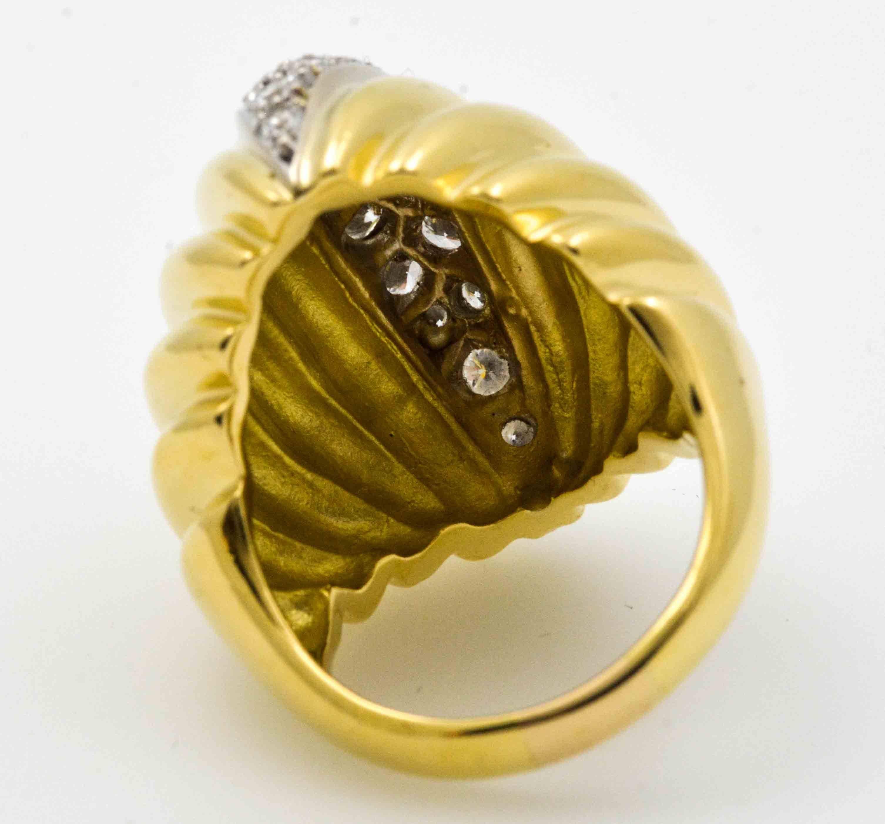 Classic Bold 18 Karat Yellow Gold Dome Diamond Ring 3