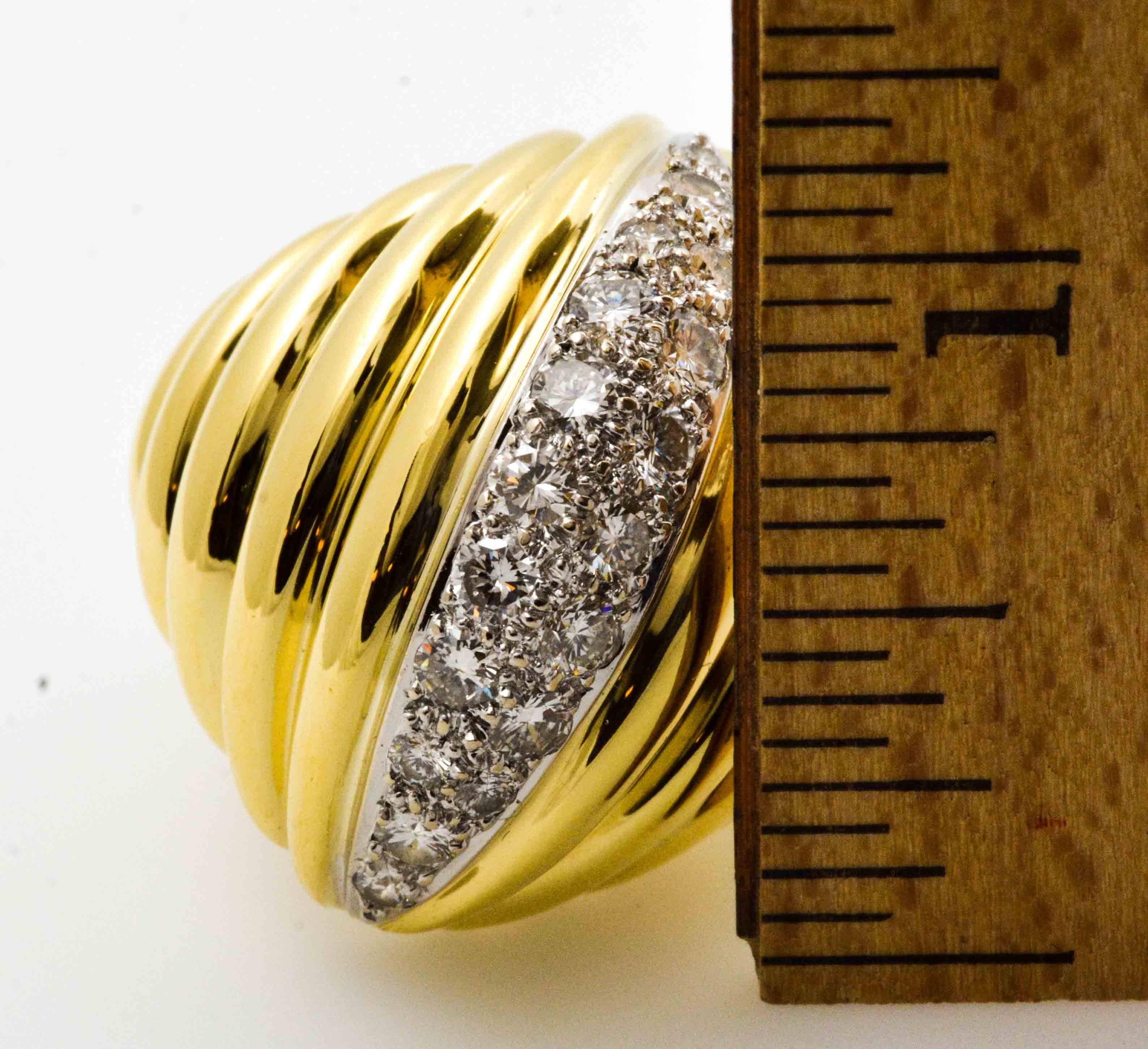 Women's Classic Bold 18 Karat Yellow Gold Dome Diamond Ring