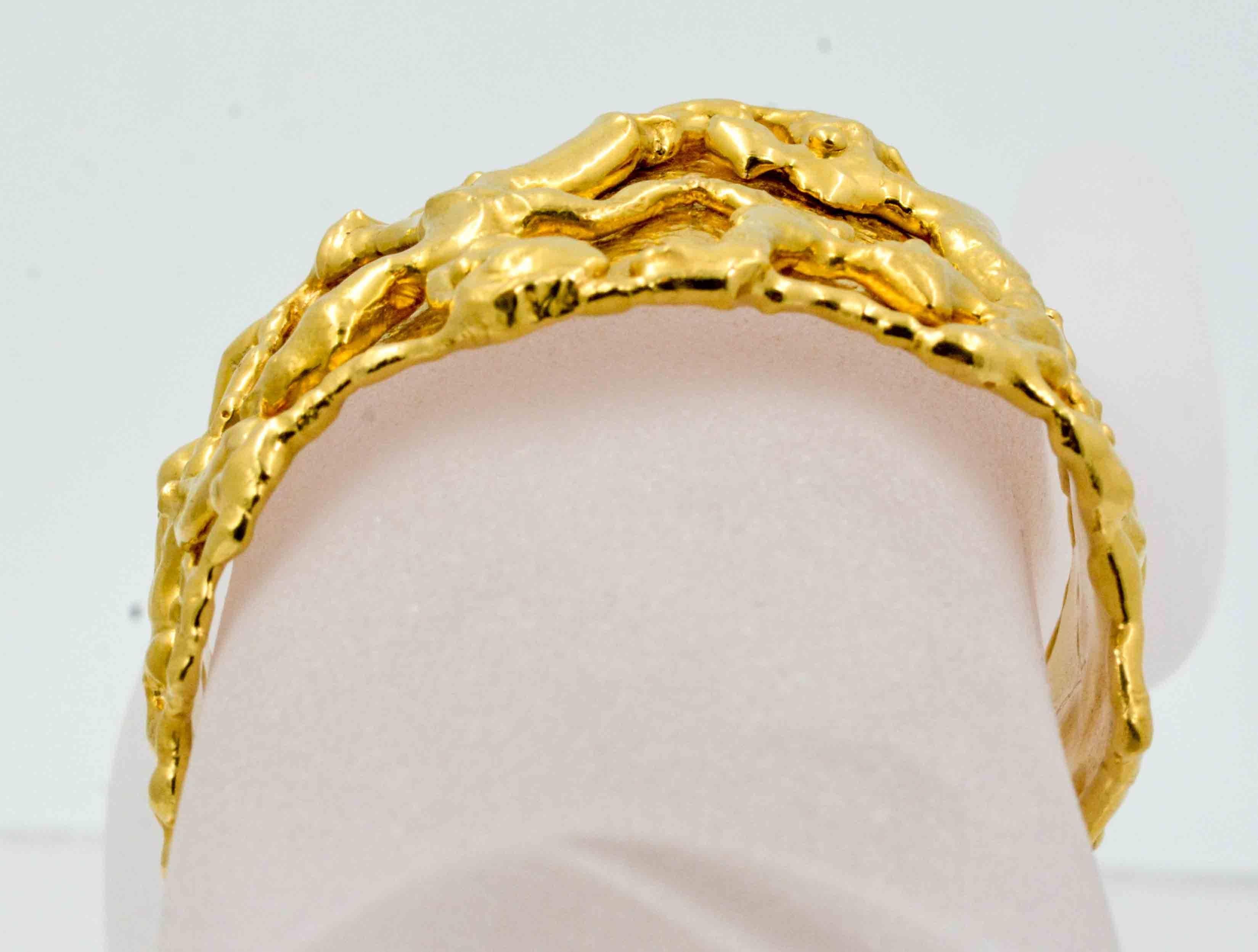Jean Mahie 22 Karat Yellow Gold Cuff Bracelet 1