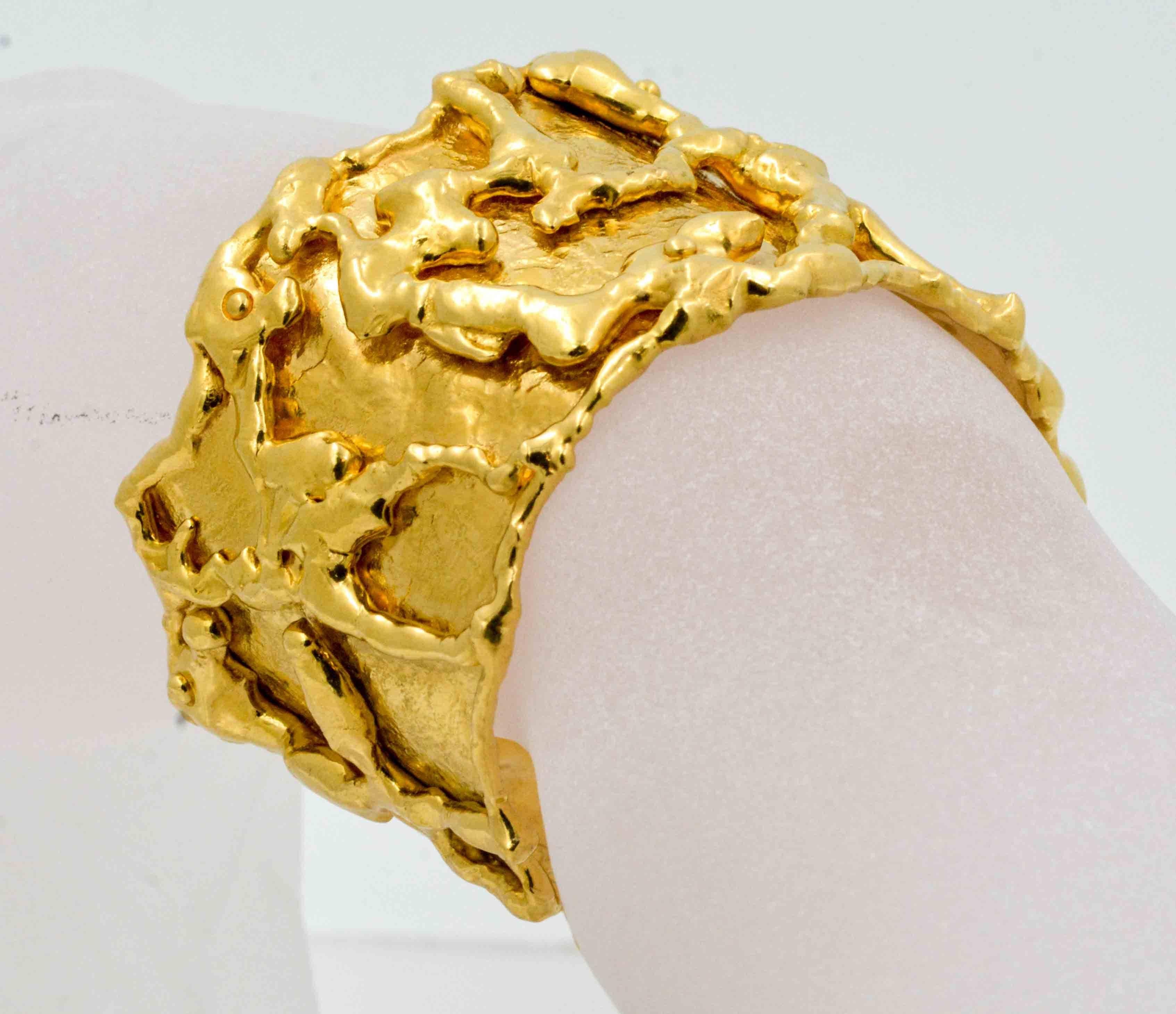 Jean Mahie 22 Karat Yellow Gold Cuff Bracelet 3