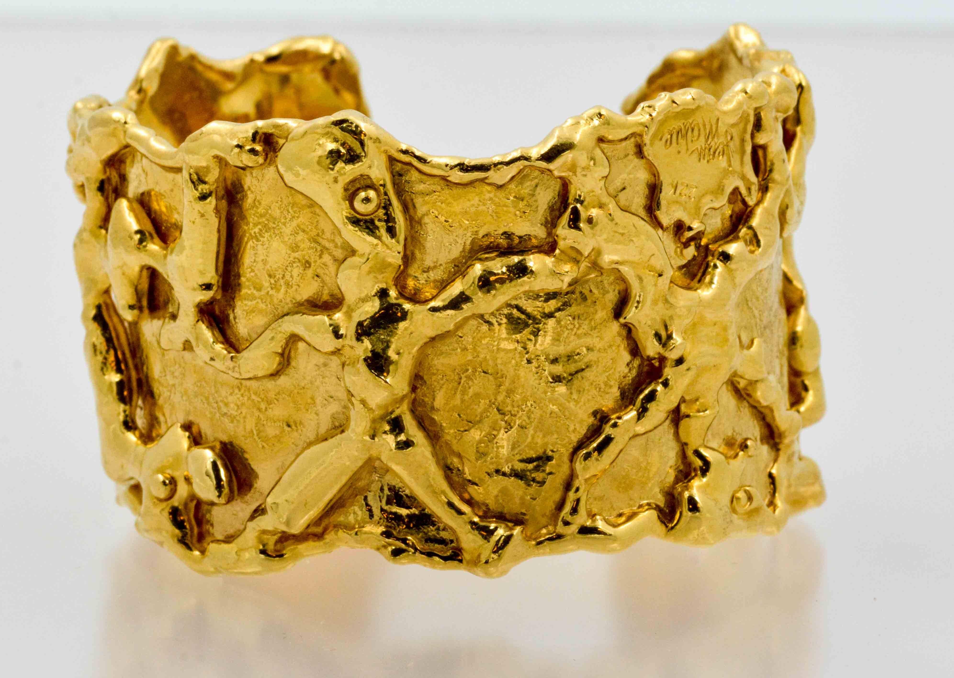 Jean Mahie 22 Karat Yellow Gold Cuff Bracelet 4