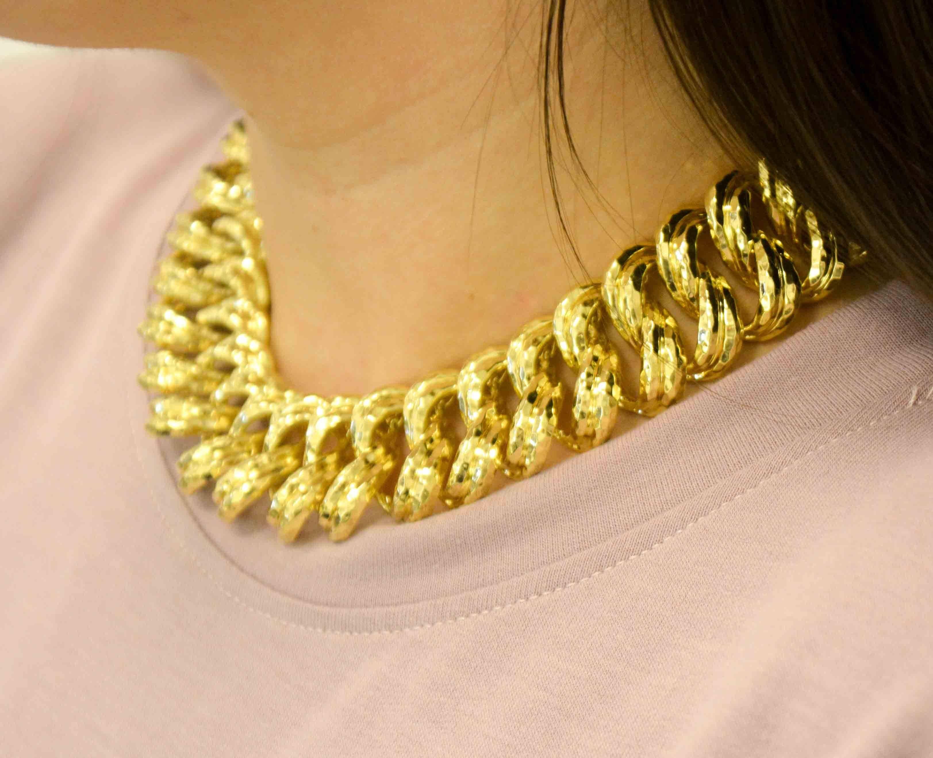 Henry Dunay Wide Faceted Gold Curb Link Necklace 4