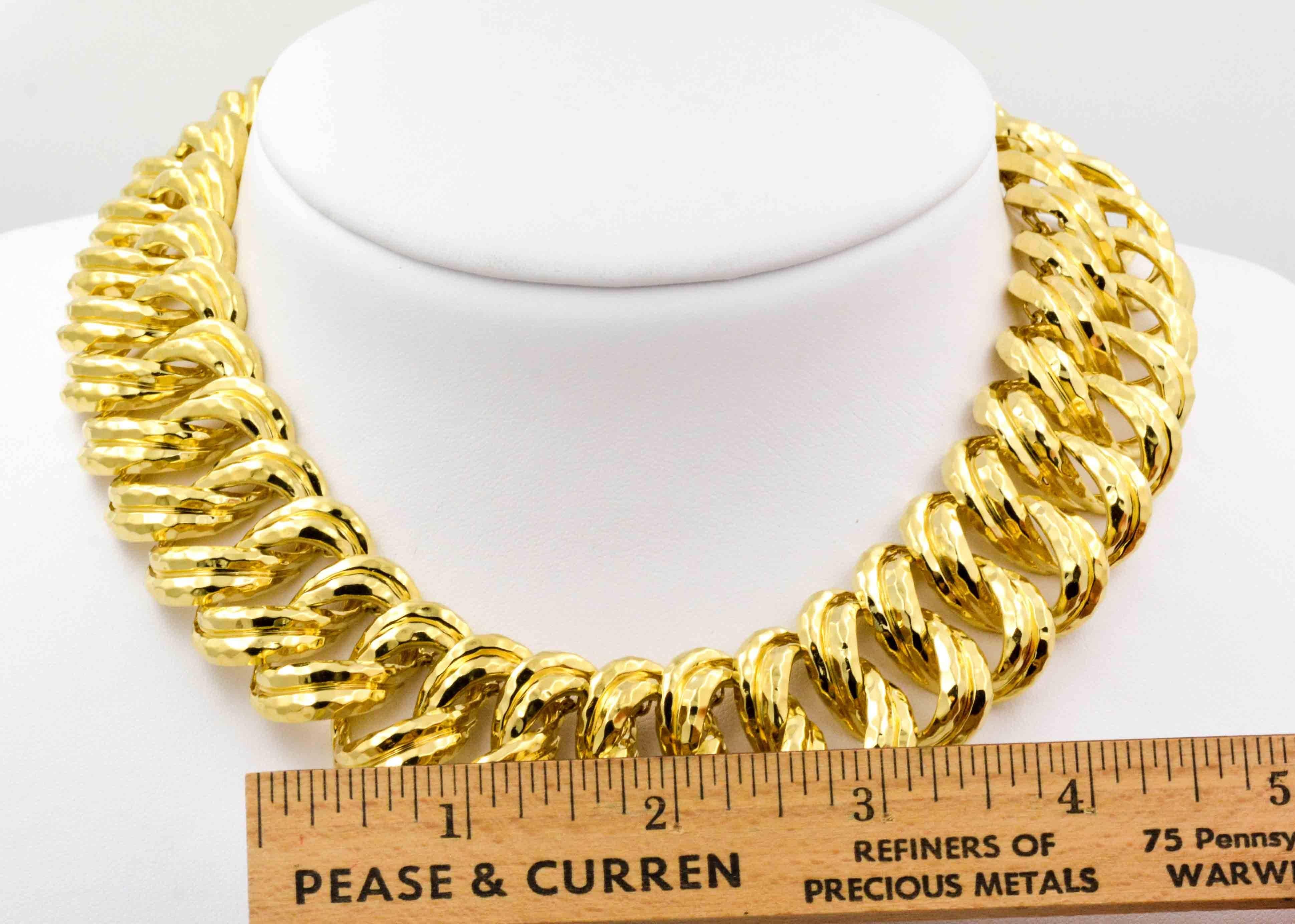 Modern Henry Dunay Wide Faceted Gold Curb Link Necklace