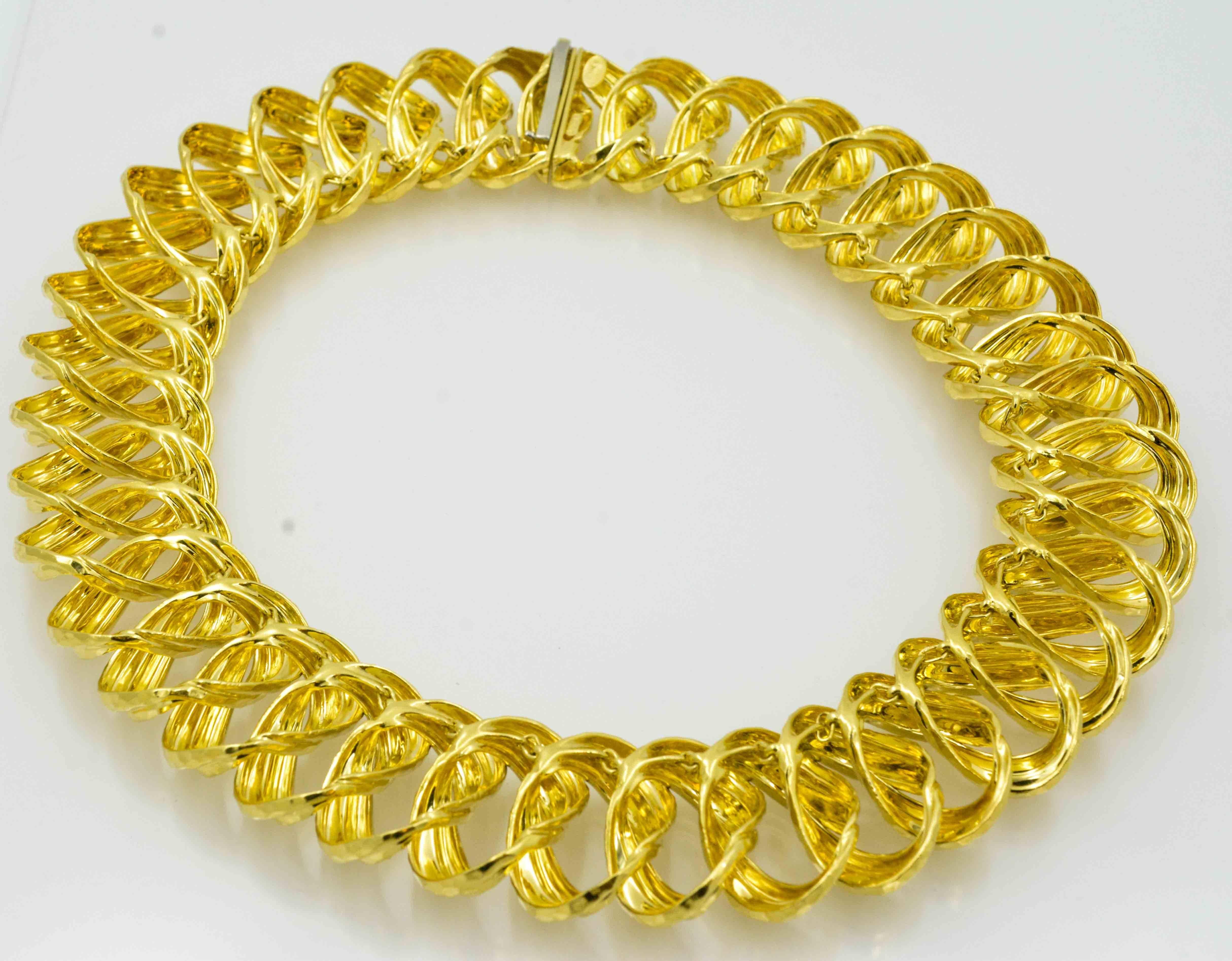 Henry Dunay Wide Faceted Gold Curb Link Necklace 3