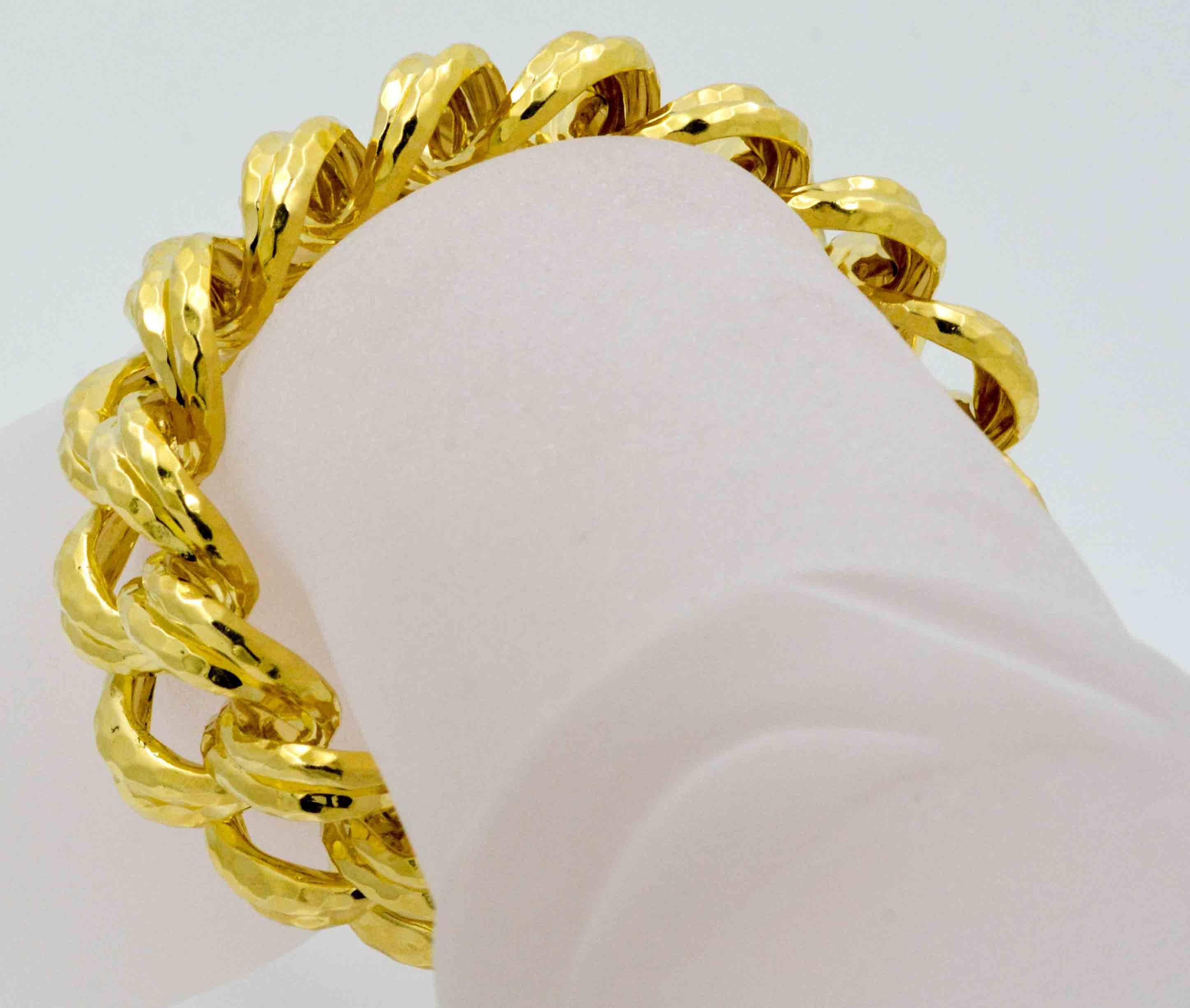 Henry Dunay Faceted Yellow Gold Curb Link Bracelet In New Condition In Dallas, TX