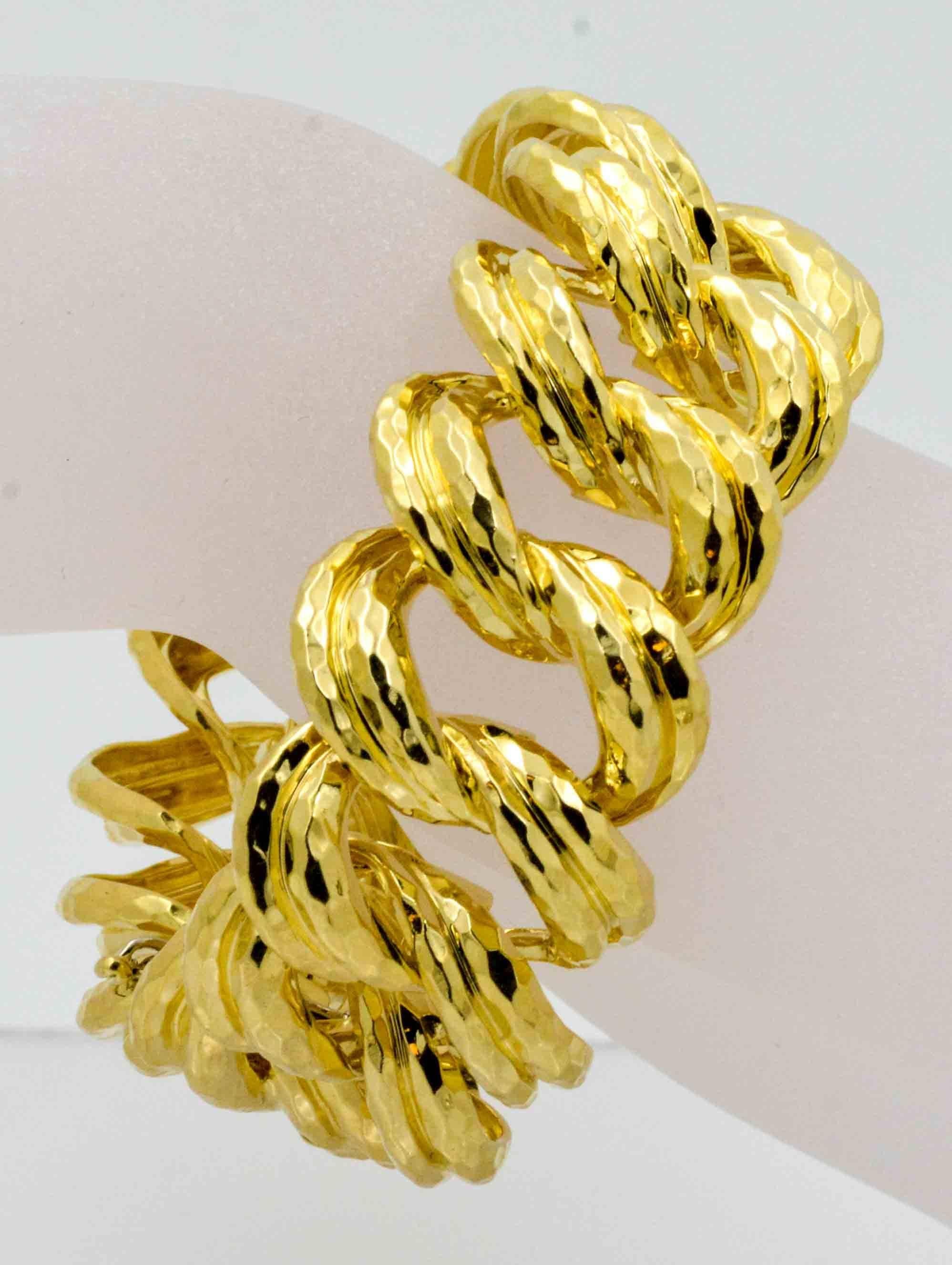 Henry Dunay Faceted Yellow Gold Curb Link Bracelet 1