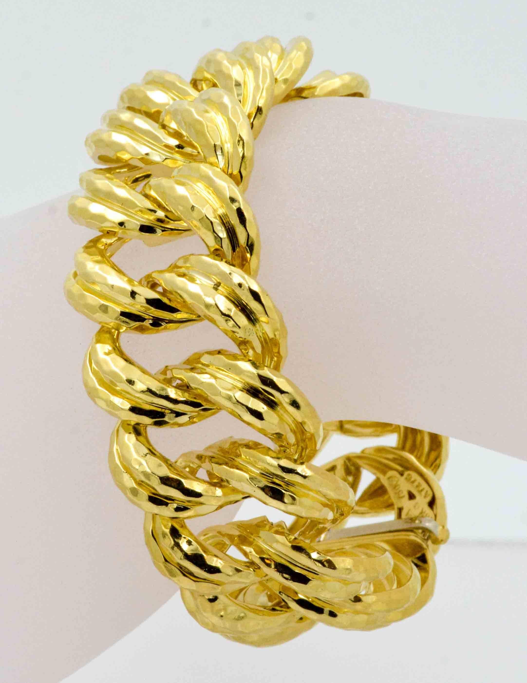 Modern Henry Dunay Faceted Yellow Gold Curb Link Bracelet