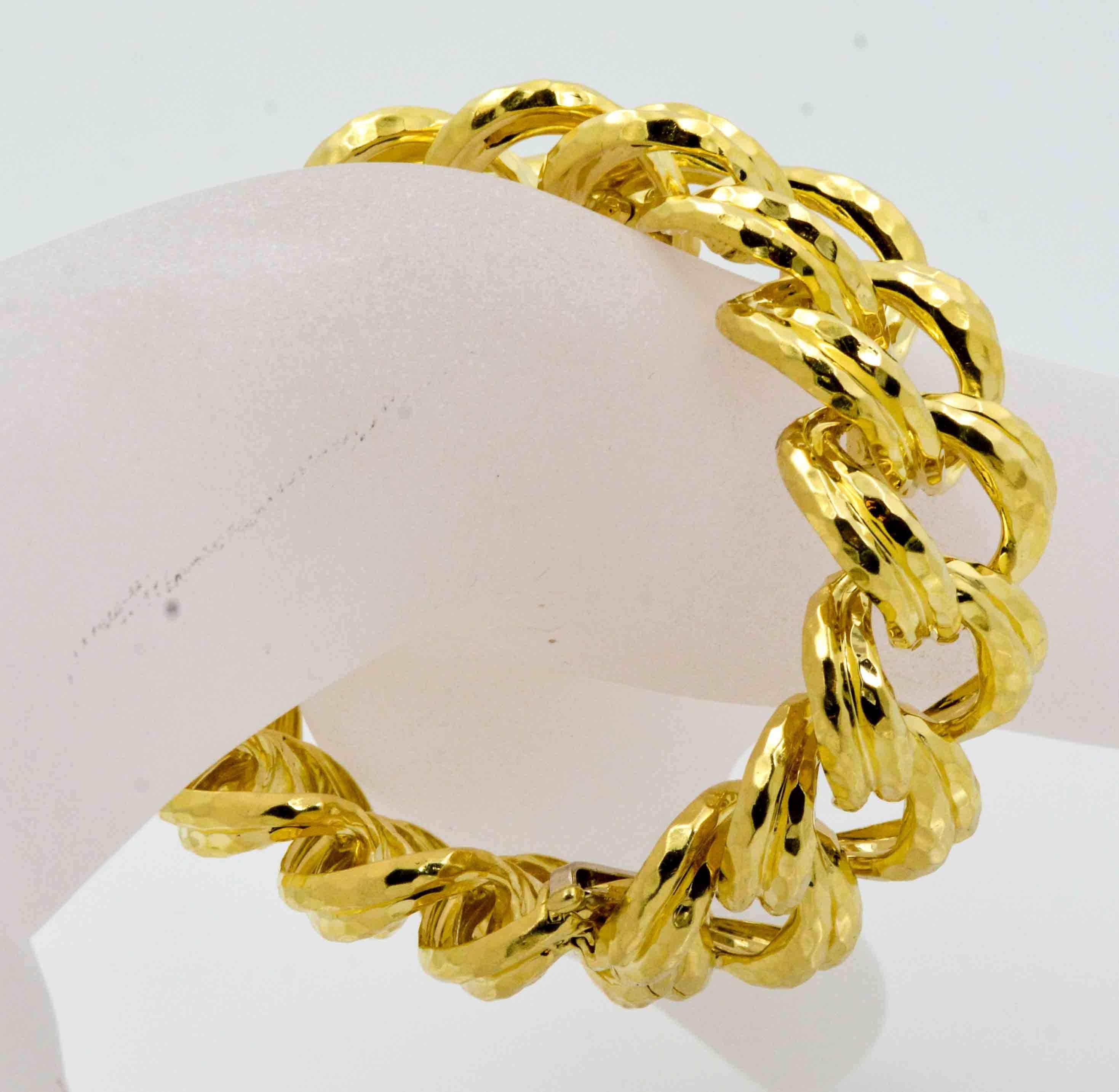 Women's Henry Dunay Faceted Yellow Gold Curb Link Bracelet