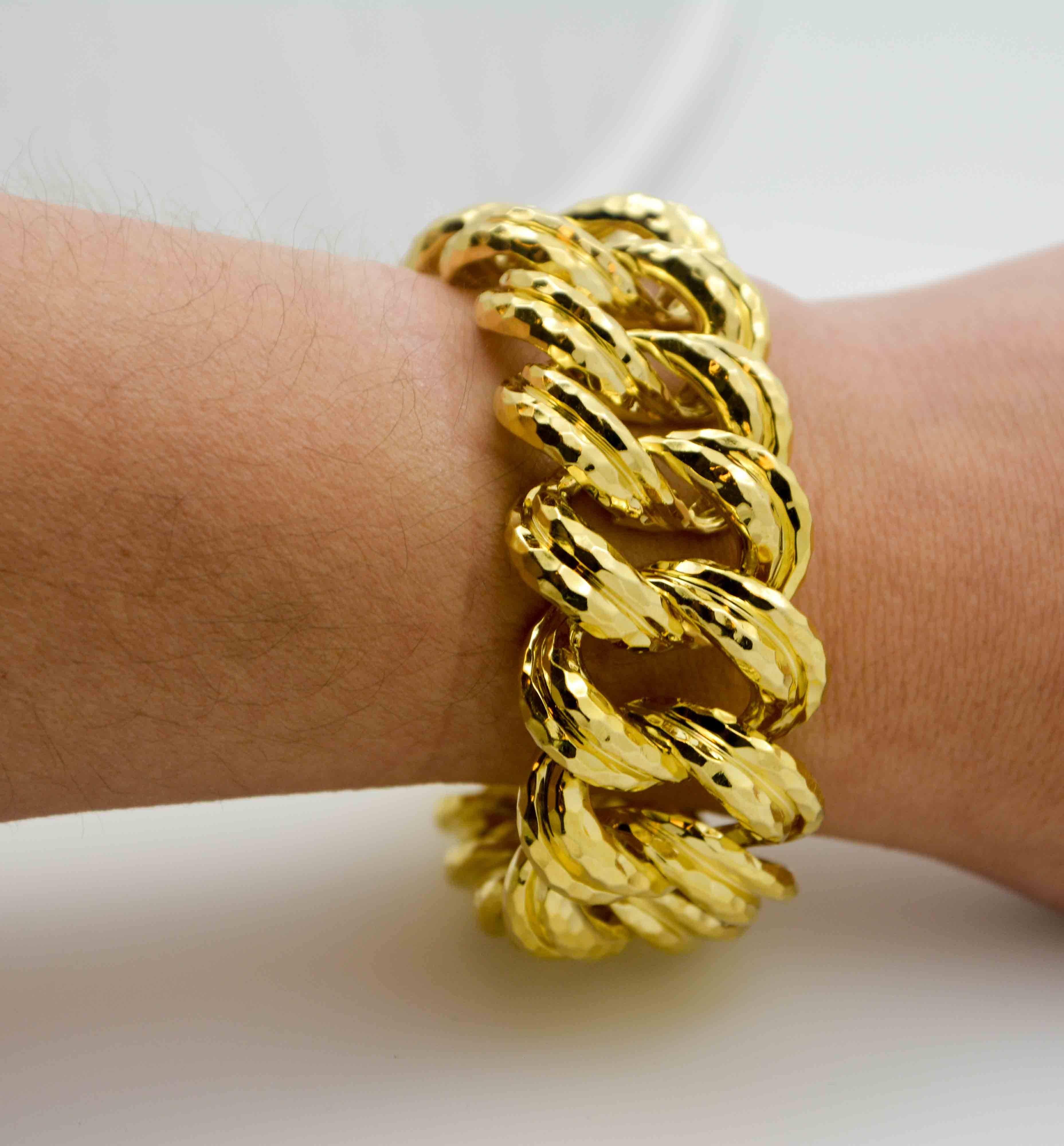 Henry Dunay Faceted Yellow Gold Curb Link Bracelet 4