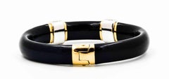 Soho 18 Karat Yellow Gold, Black Enamel 1.32 ct Diamond Bangle Bracelet