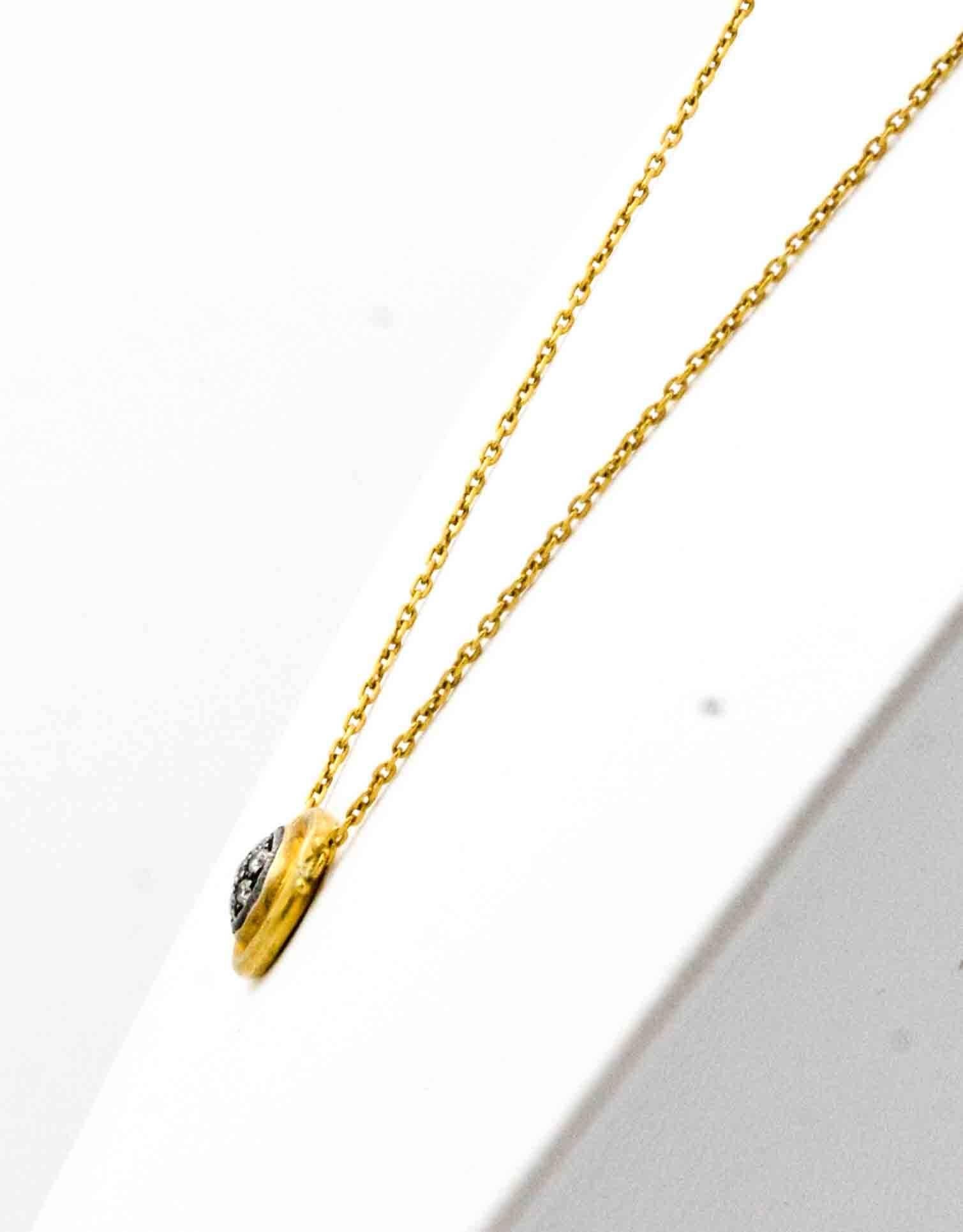Round Cut Lika Beha 24 K Yellow Gold Necklace with Sterling Silver, 0.24 Carat Diamonds