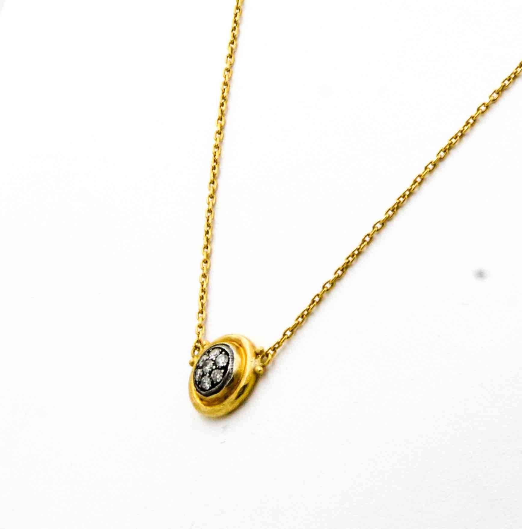 Lika Beha 24 K Yellow Gold Necklace with Sterling Silver, 0.24 Carat Diamonds In New Condition In Dallas, TX
