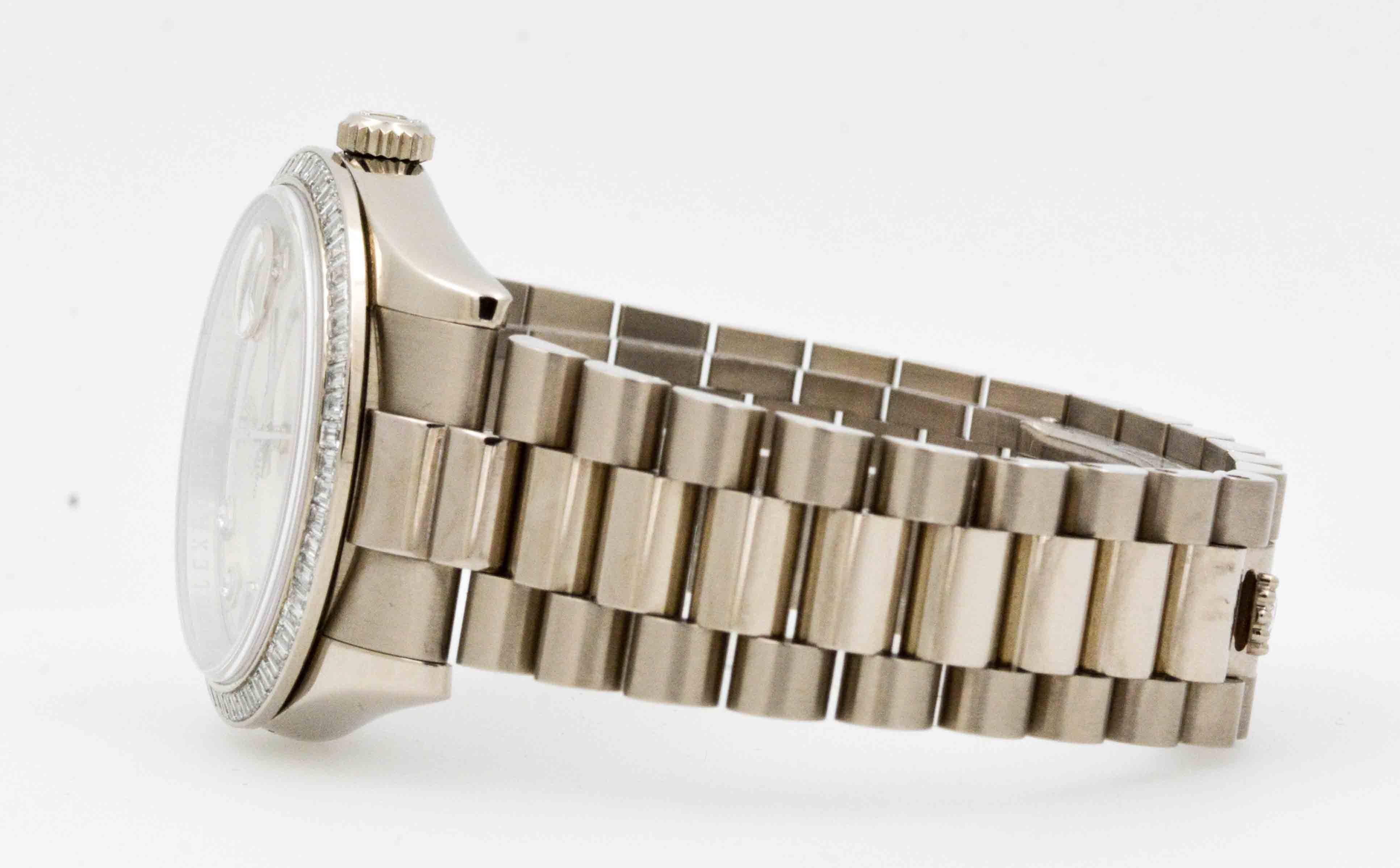 Modern Rolex White Gold Diamond Presidential Day Date Automatic Wristwatch