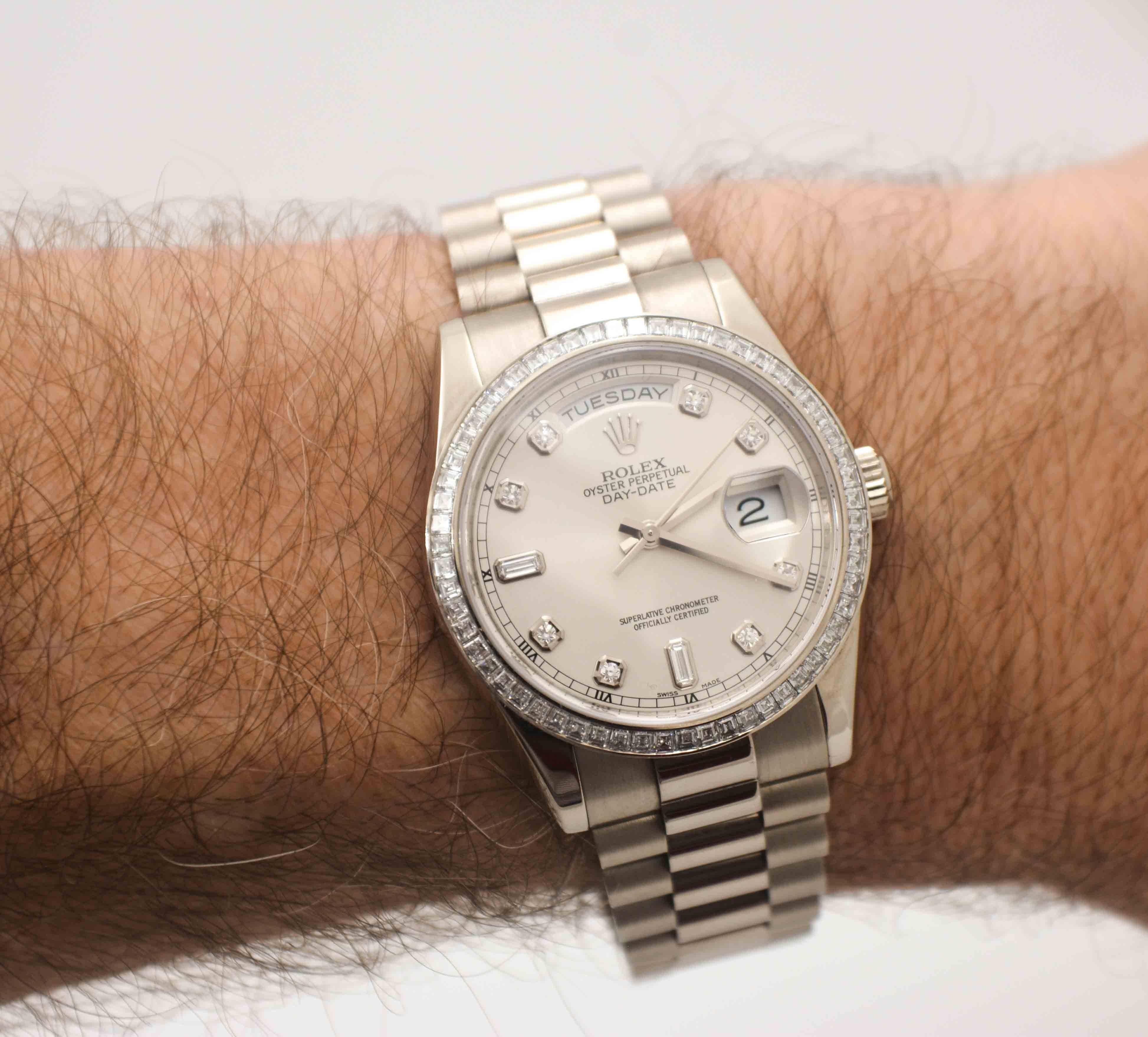 Rolex White Gold Diamond Presidential Day Date Automatic Wristwatch 4