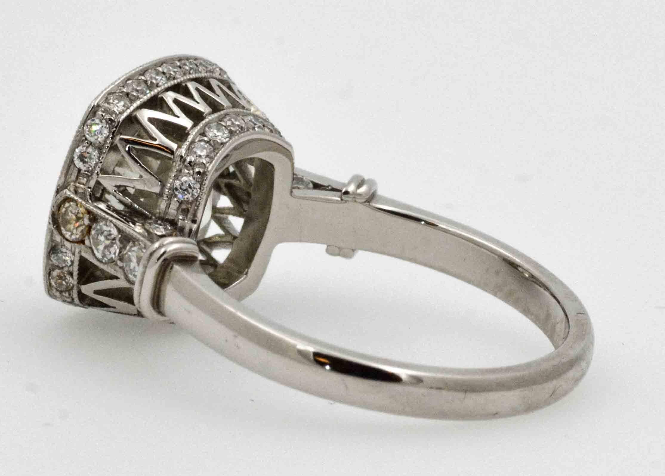 3.86 Carat Old European Cut Diamond Platinum Engagement Ring In New Condition In Dallas, TX