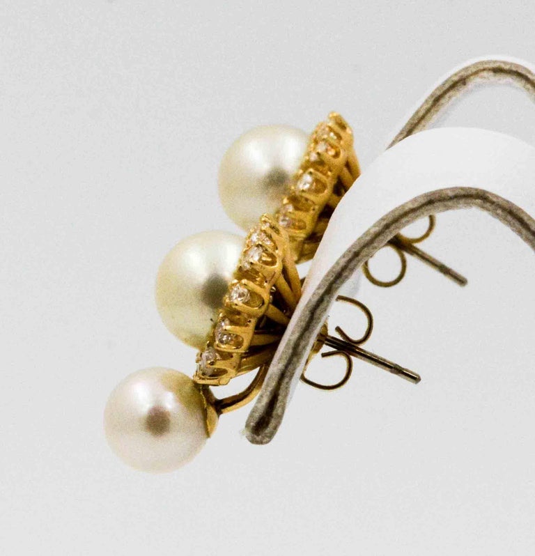 14 Karat Yellow Gold Diamond Pearl Earring Jackets at 1stDibs earring
