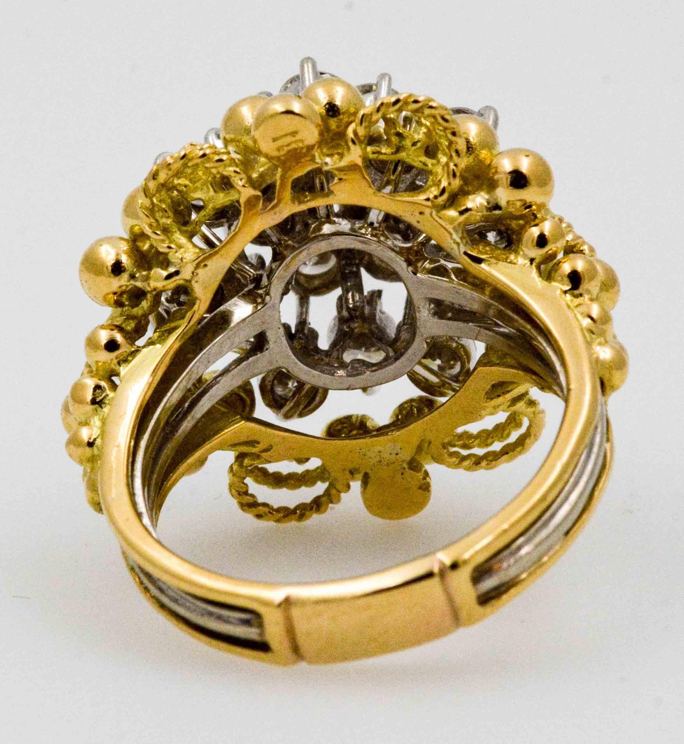 Women's 2.0 ctw Diamond Cluster 14 Karat Yellow Gold Ring