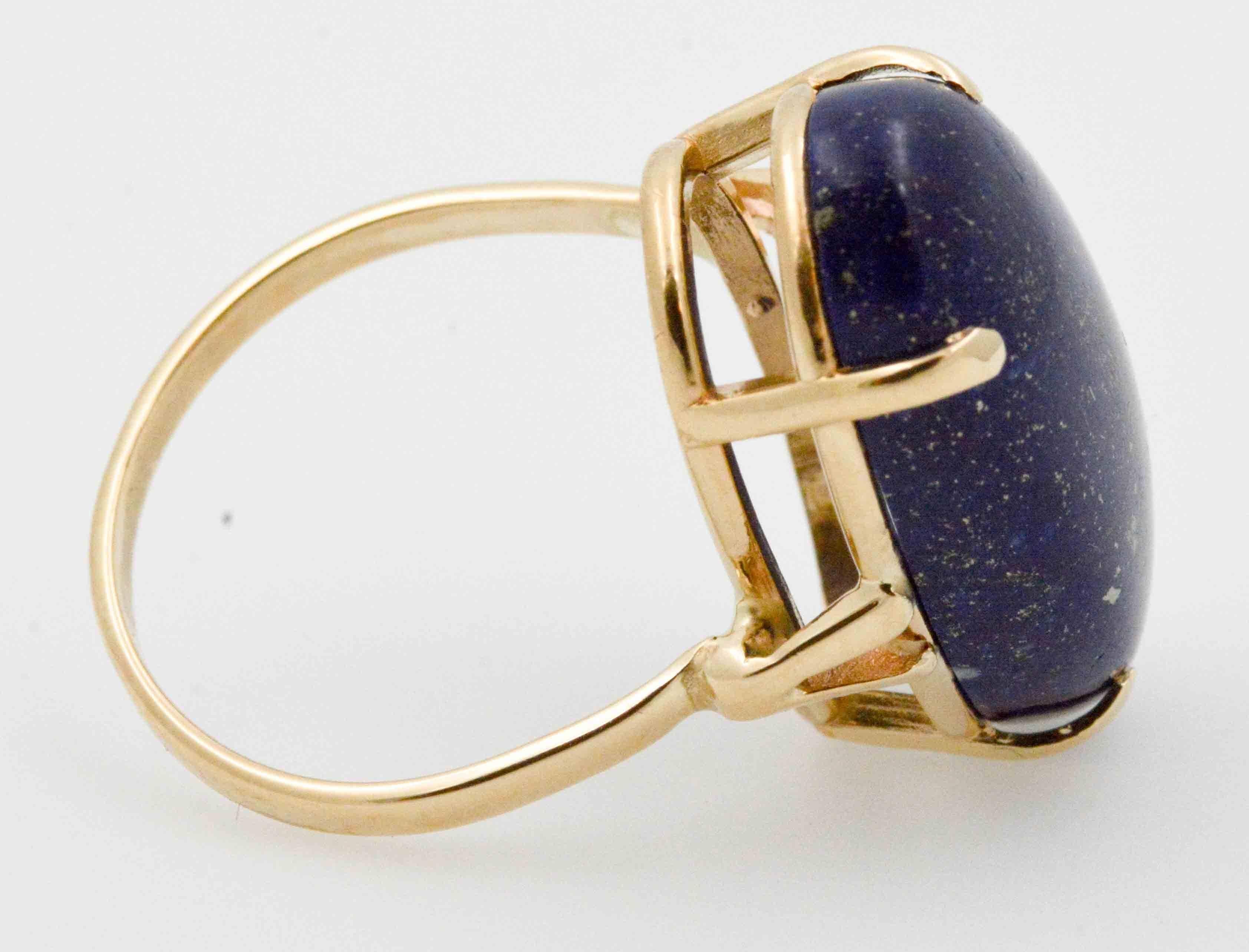 Oval Cut 14 Karat Gold Lapis Lazuli Ring