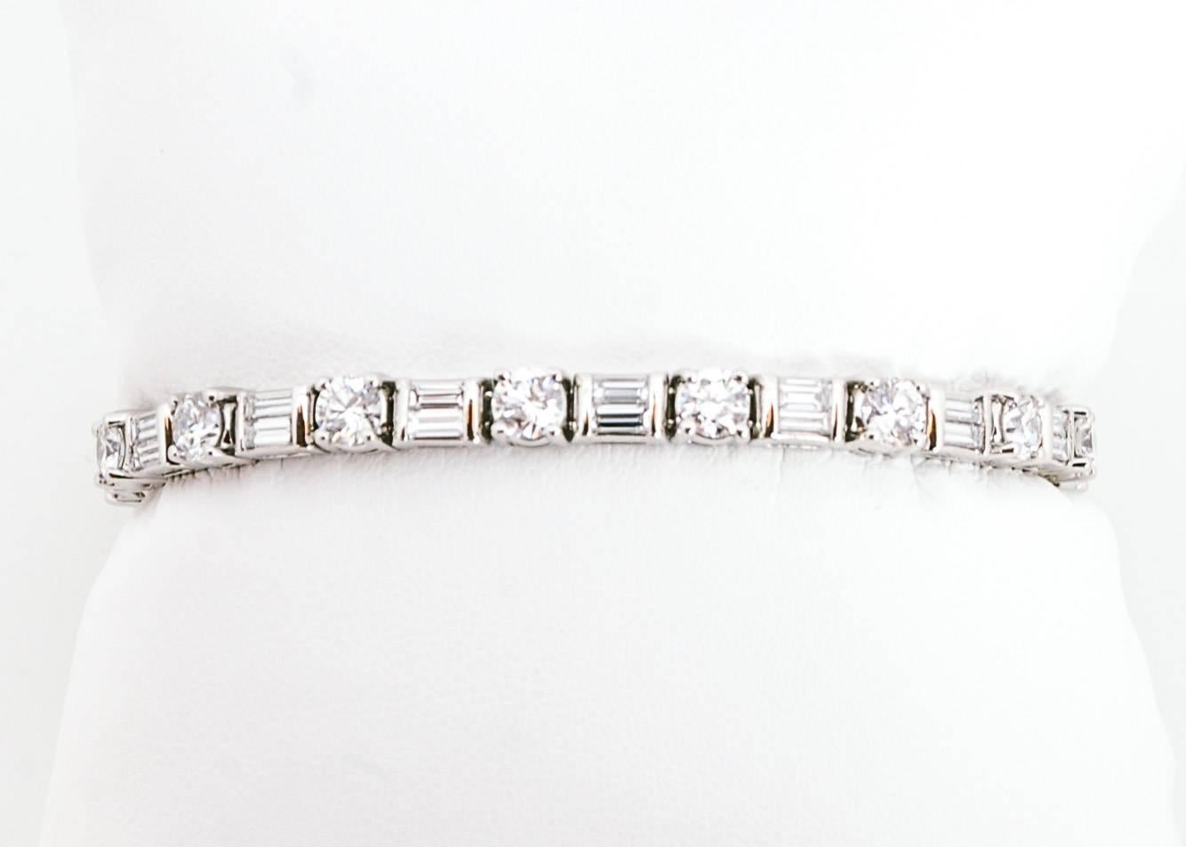 Modern Diamond Platinum Tennis Bracelet