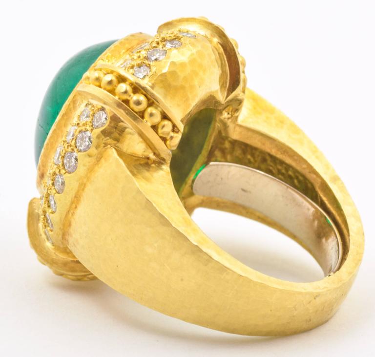 12.59 Carat Cabochon Emerald 1.32 Ct Diamonds Gold Neiman Marcus Ring ...