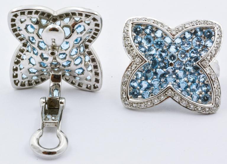 Rodney Raynor Blue Topaz Diamond Gold Star ClipOn Earrings For Sale at 1stdibs