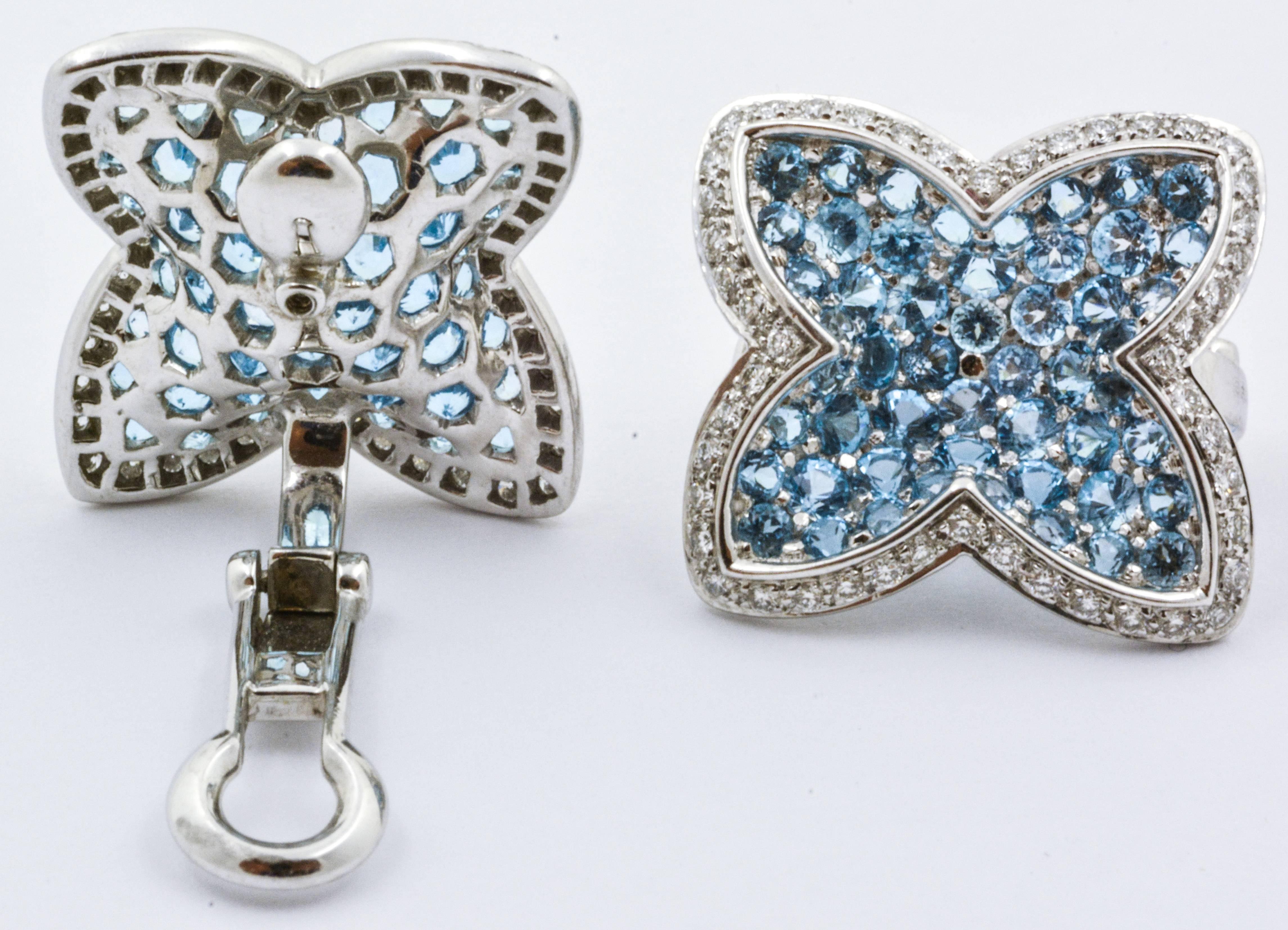 Rodney Rayner Blauer Topas Diamant Gold Stern Clip-On Ohrringe (Moderne)