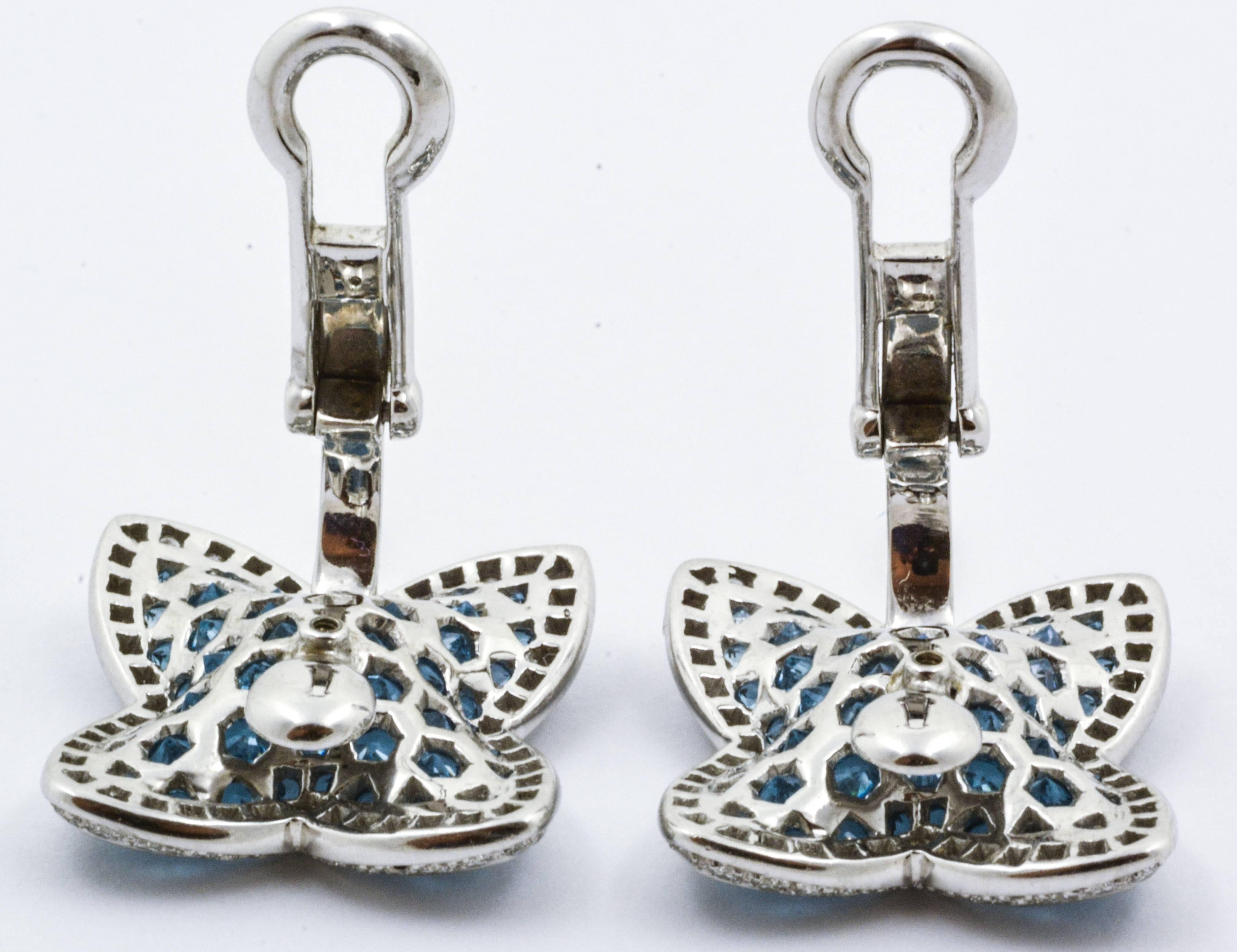 Rodney Rayner Blauer Topas Diamant Gold Stern Clip-On Ohrringe im Zustand „Neu“ im Angebot in Dallas, TX