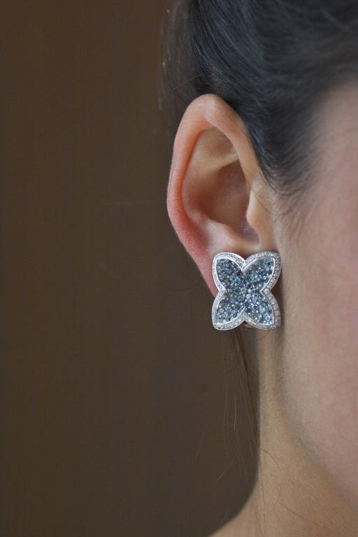 Rodney Raynor Blue Topaz Diamond Gold Star ClipOn Earrings For Sale at 1stdibs