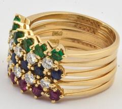 Ruby Sapphire Diamond Gold Stackable Rings