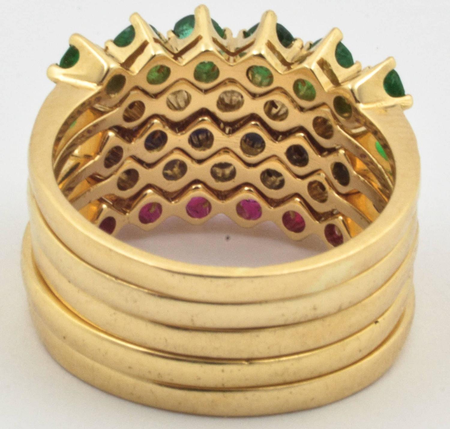 Ruby Sapphire Diamond Gold Stackable Rings at 1stdibs