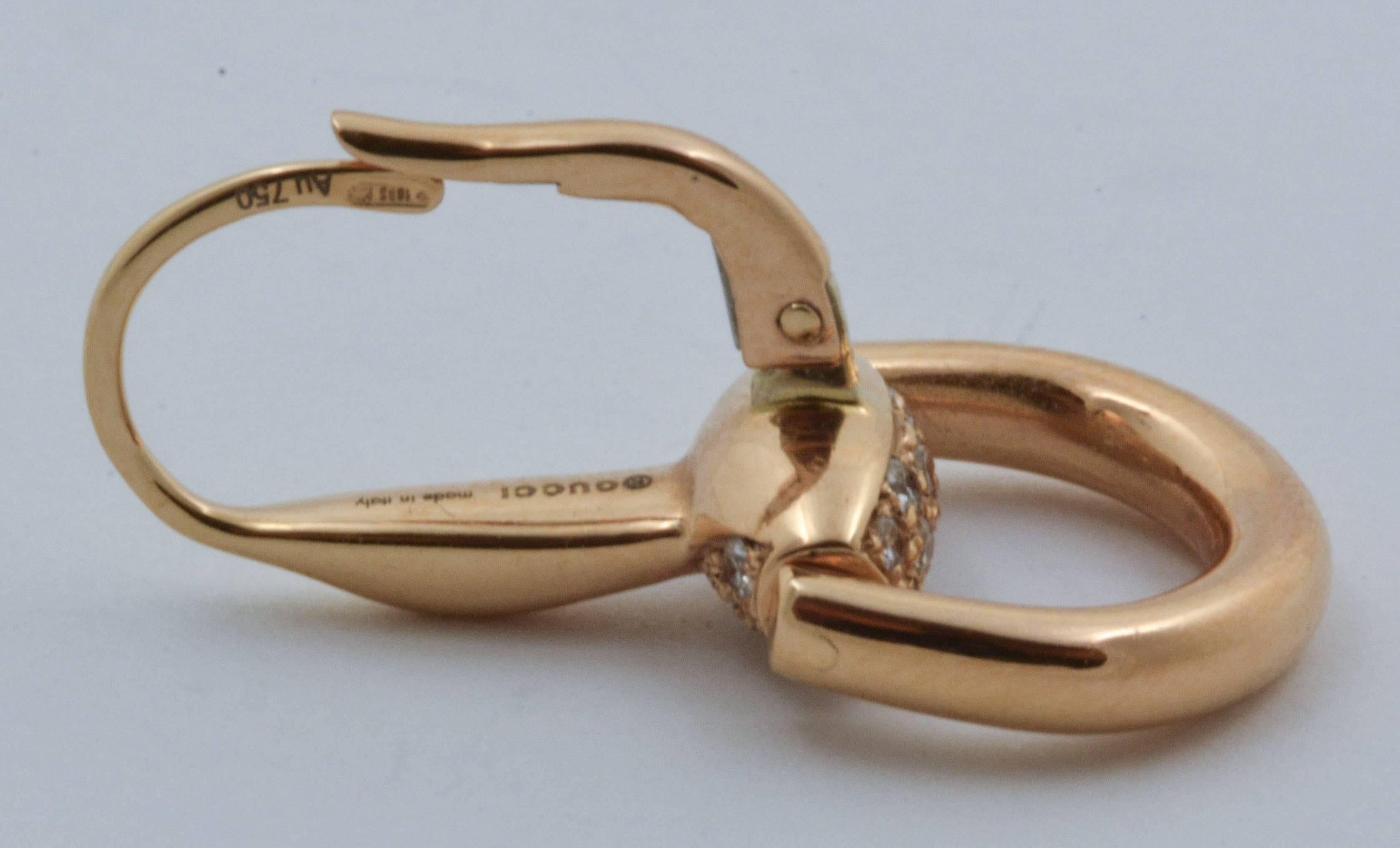 Women's Gucci Diamond 18kt Gold Horsebit Earrings