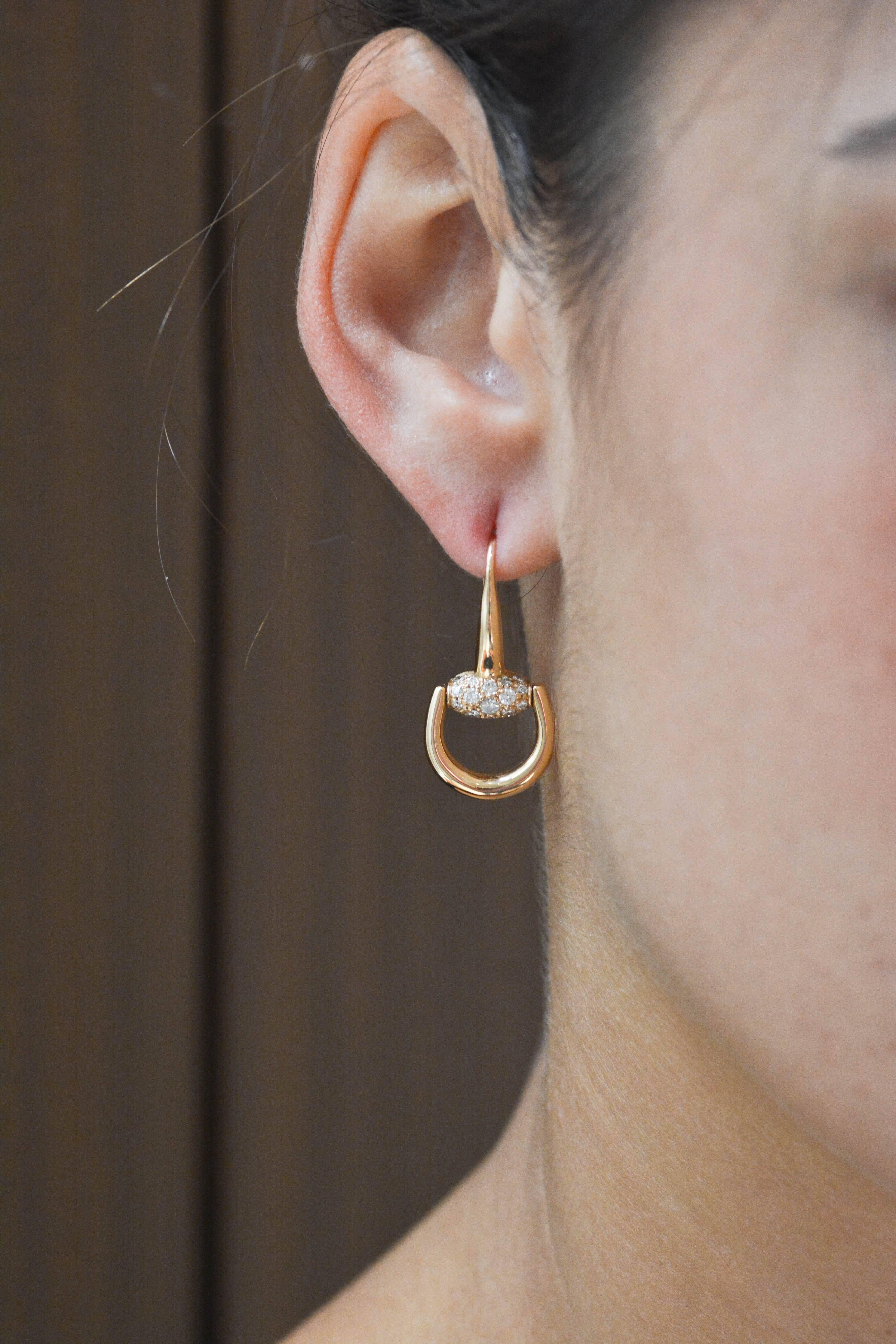 Gucci Diamond 18kt Gold Horsebit Earrings 2