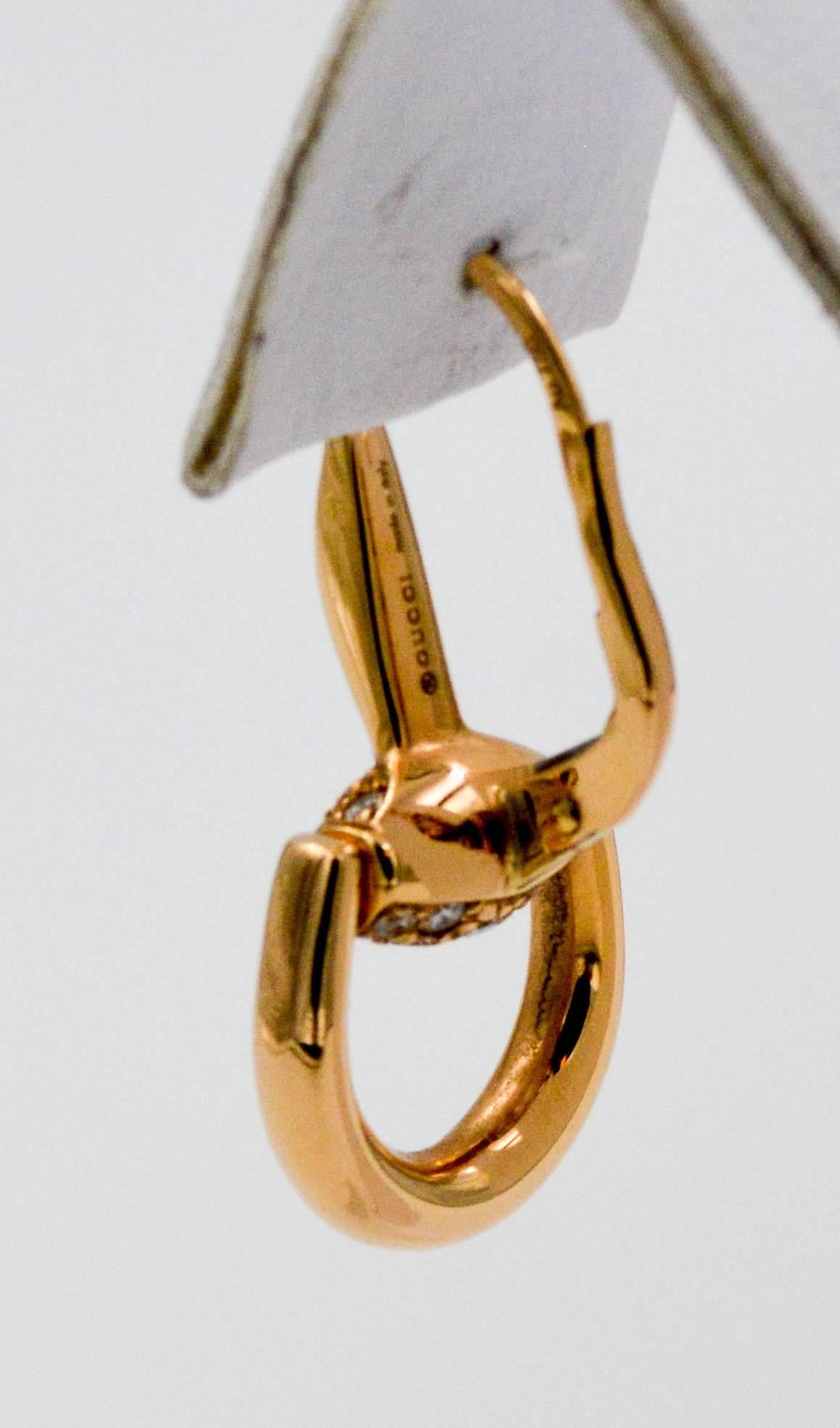 Gucci Diamond 18kt Gold Horsebit Earrings 4