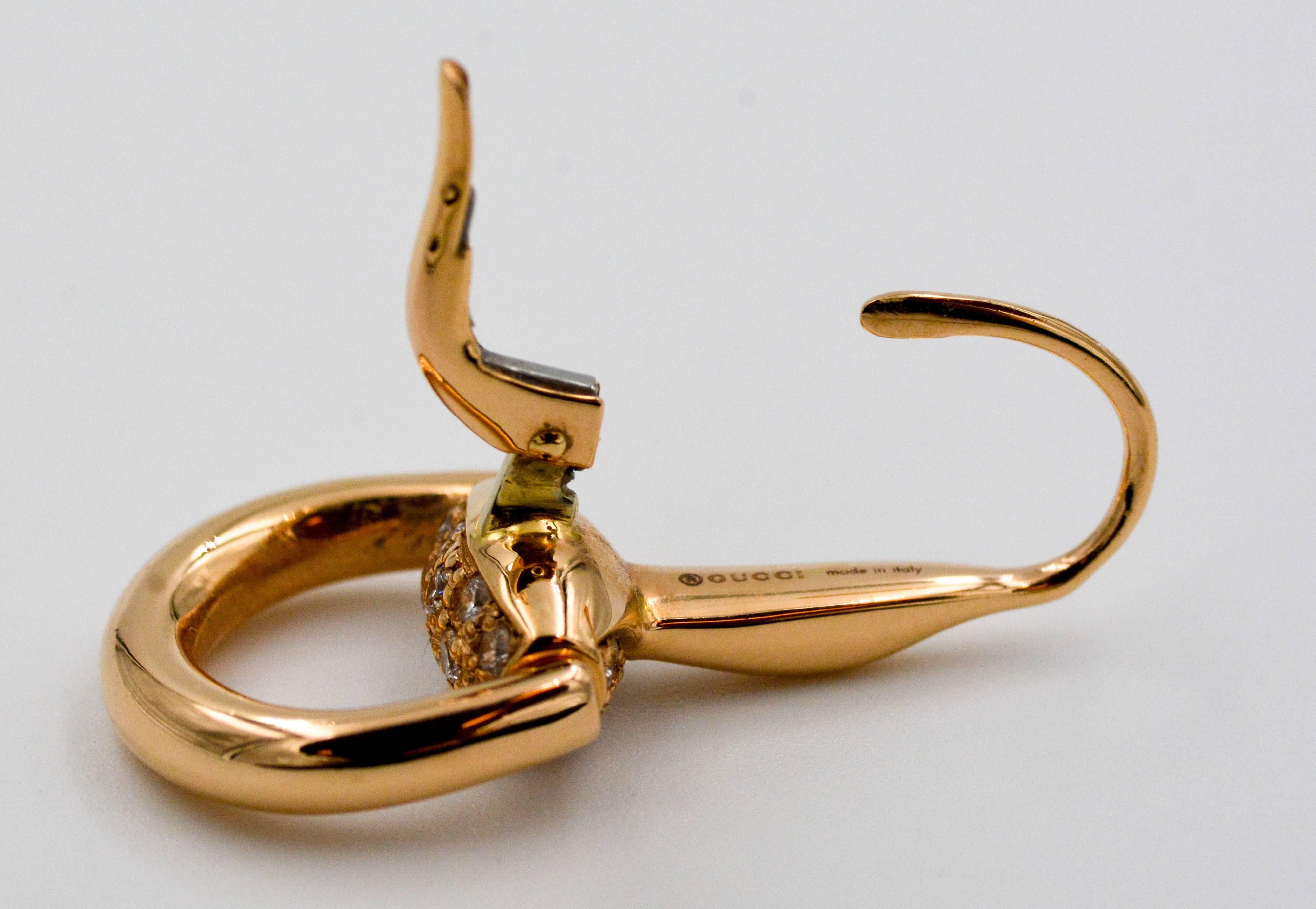 Gucci Diamond 18kt Gold Horsebit Earrings 6