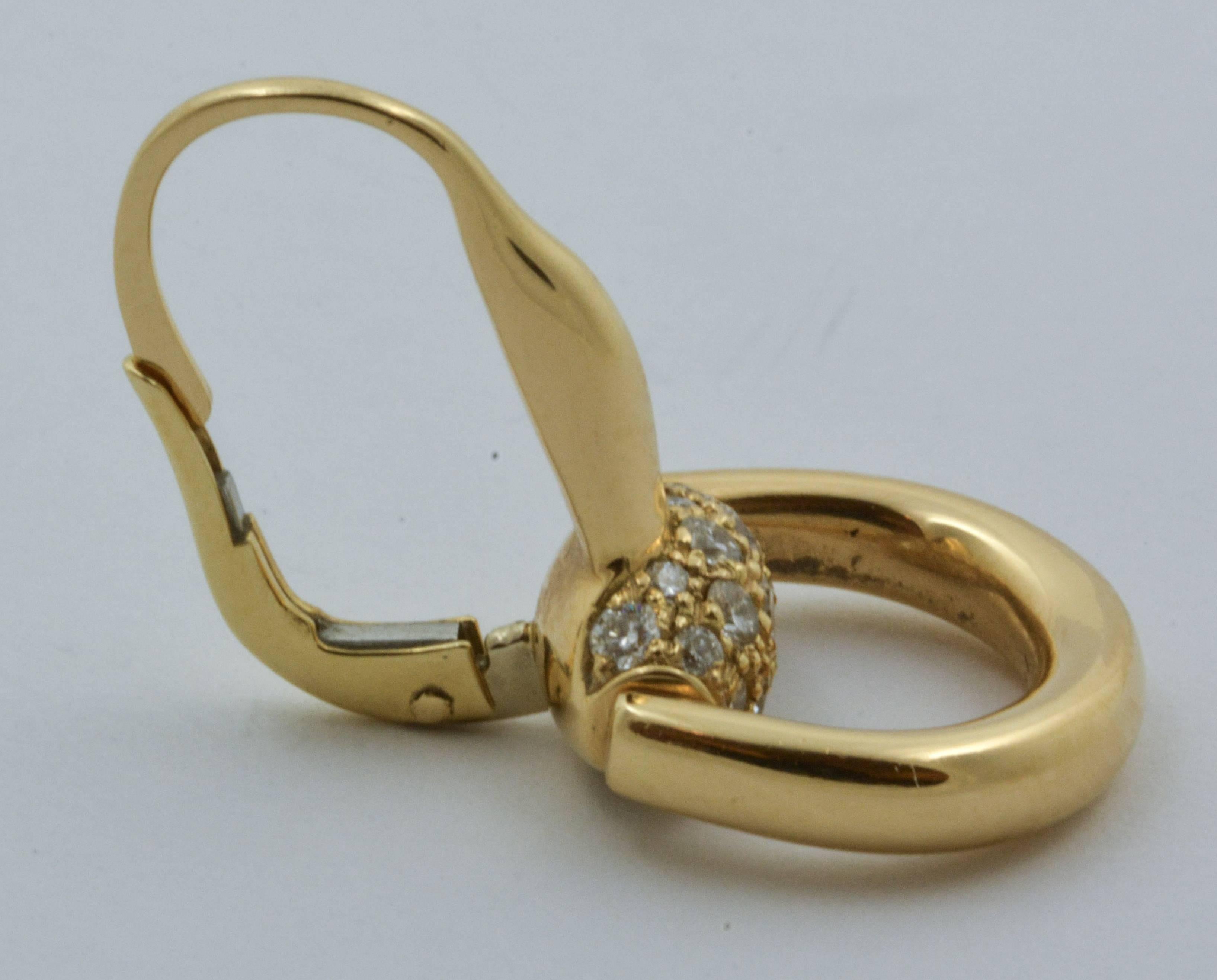 Women's Gucci Diamond Gold Horsebit Earrings