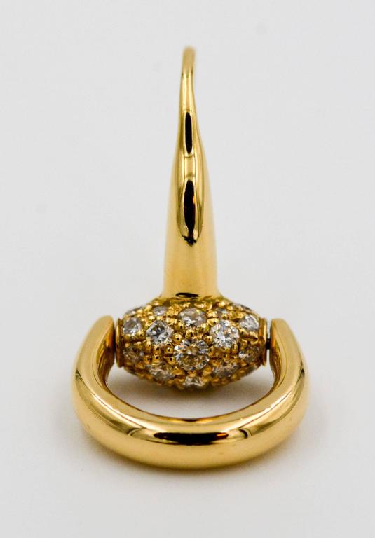 Gucci Diamond Gold Horsebit Earrings at 1stDibs