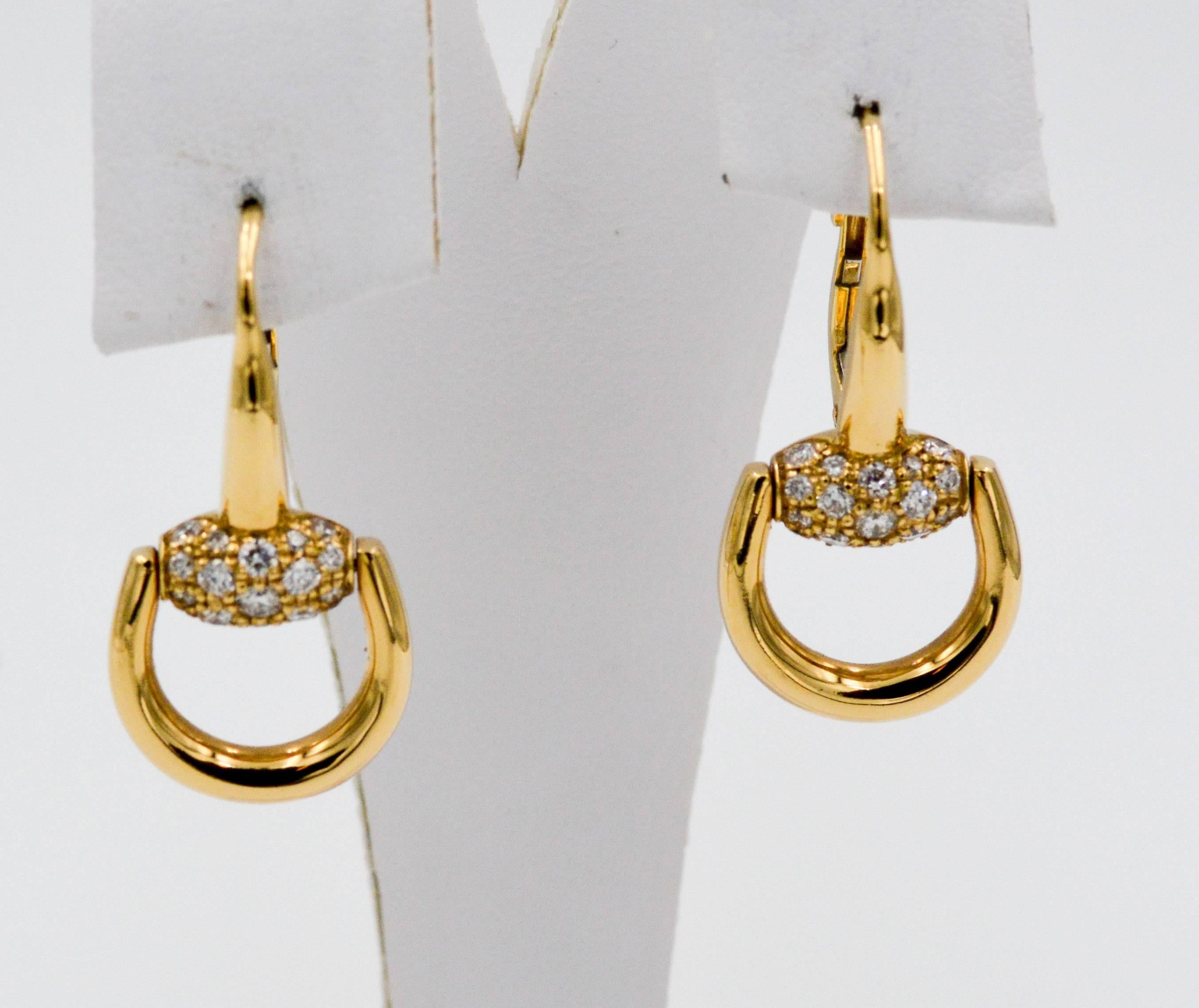 Gucci Diamond Gold Horsebit Earrings 4