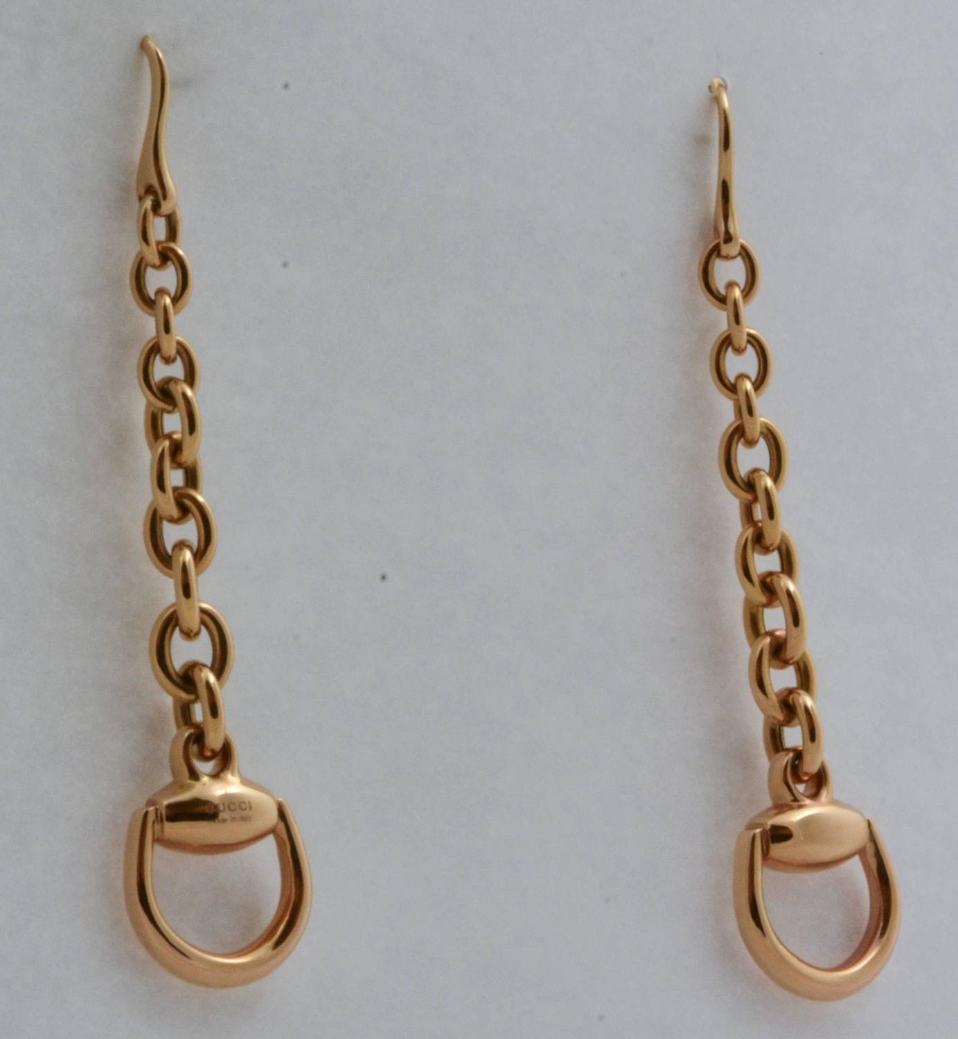 Gucci Gold Horsebit Drop Earrings at 1stdibs
