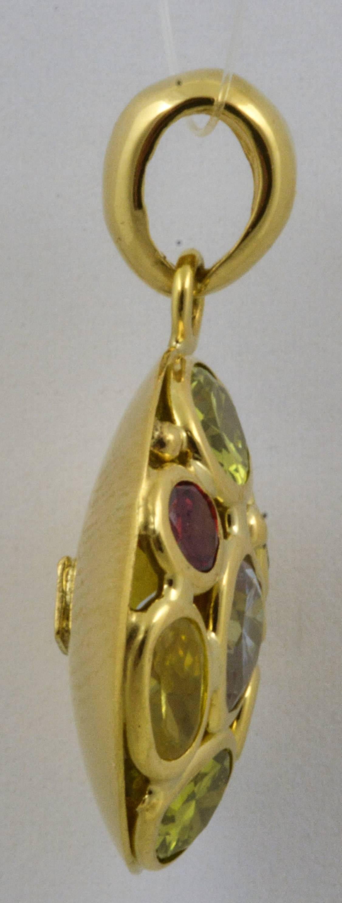 Italienischer Multi-Edelstein-Gold-Anhänger Damen