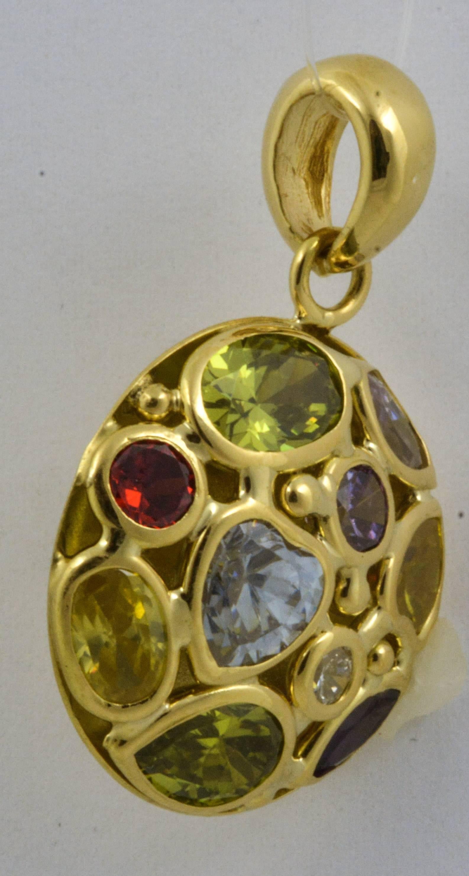 Italienischer Multi-Edelstein-Gold-Anhänger 1