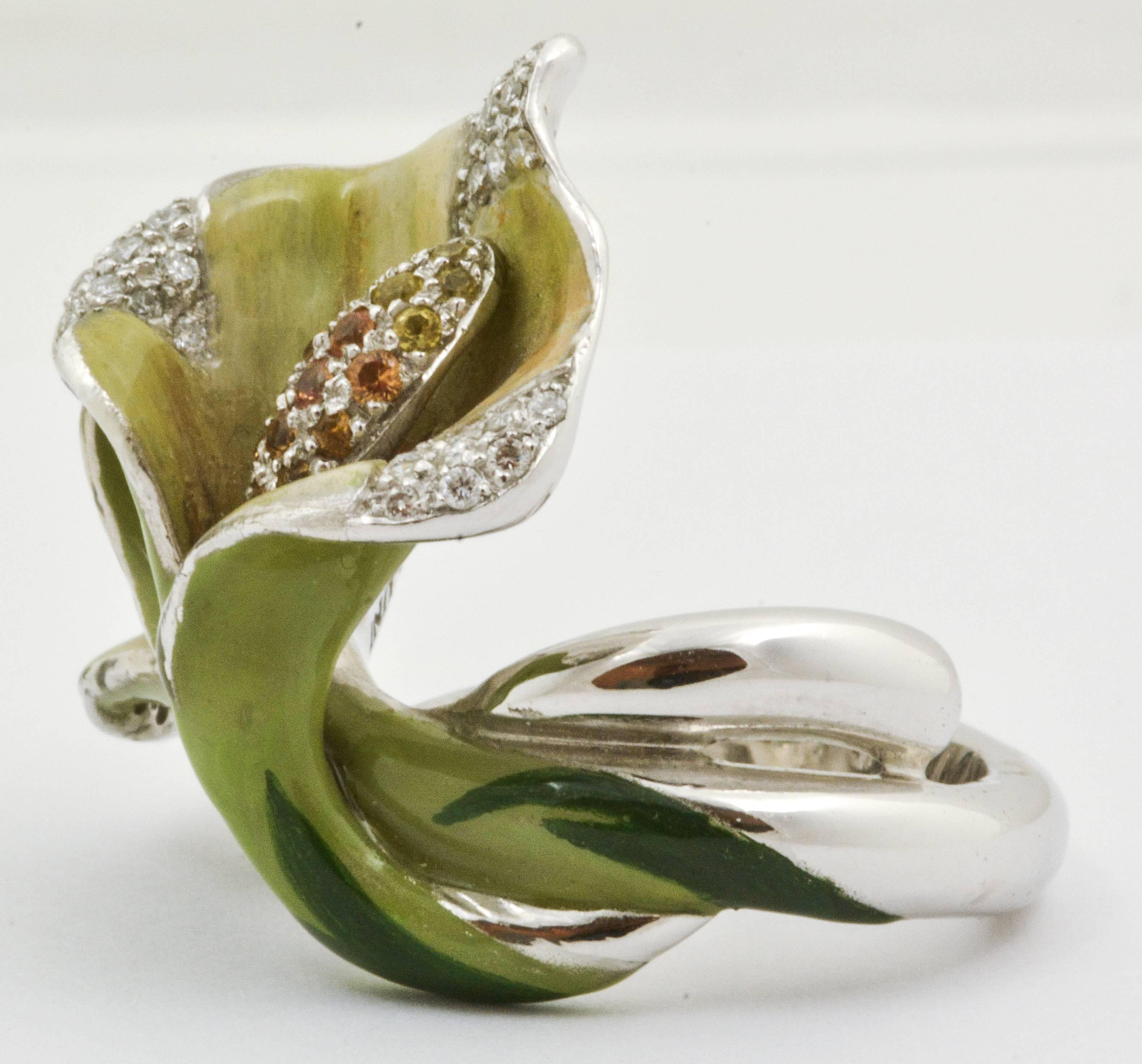 Sapphire Diamond Calla Lily Ring 2