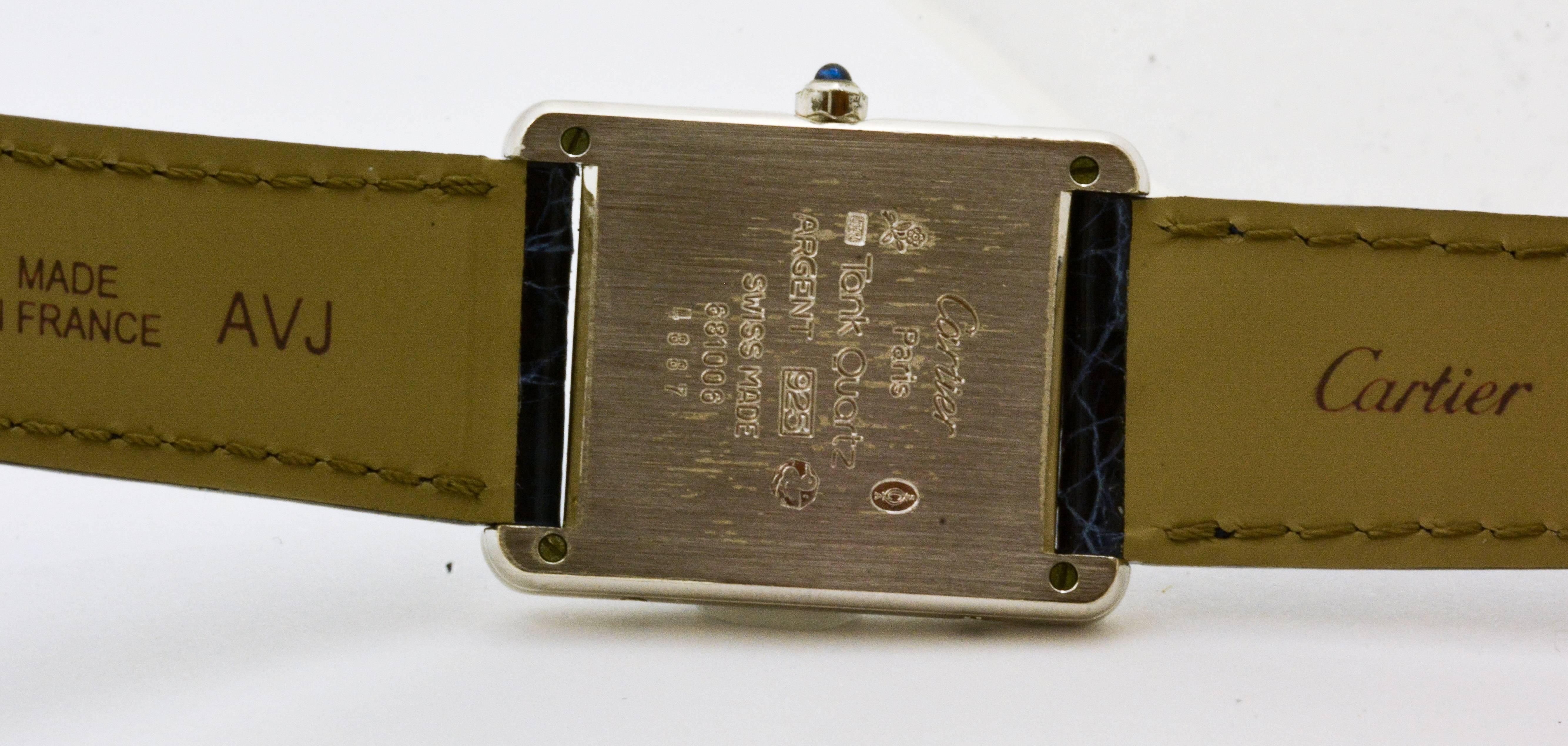 Cartier Sterlingsilber Tank Automatik-Armbanduhr für Damen oder Herren
