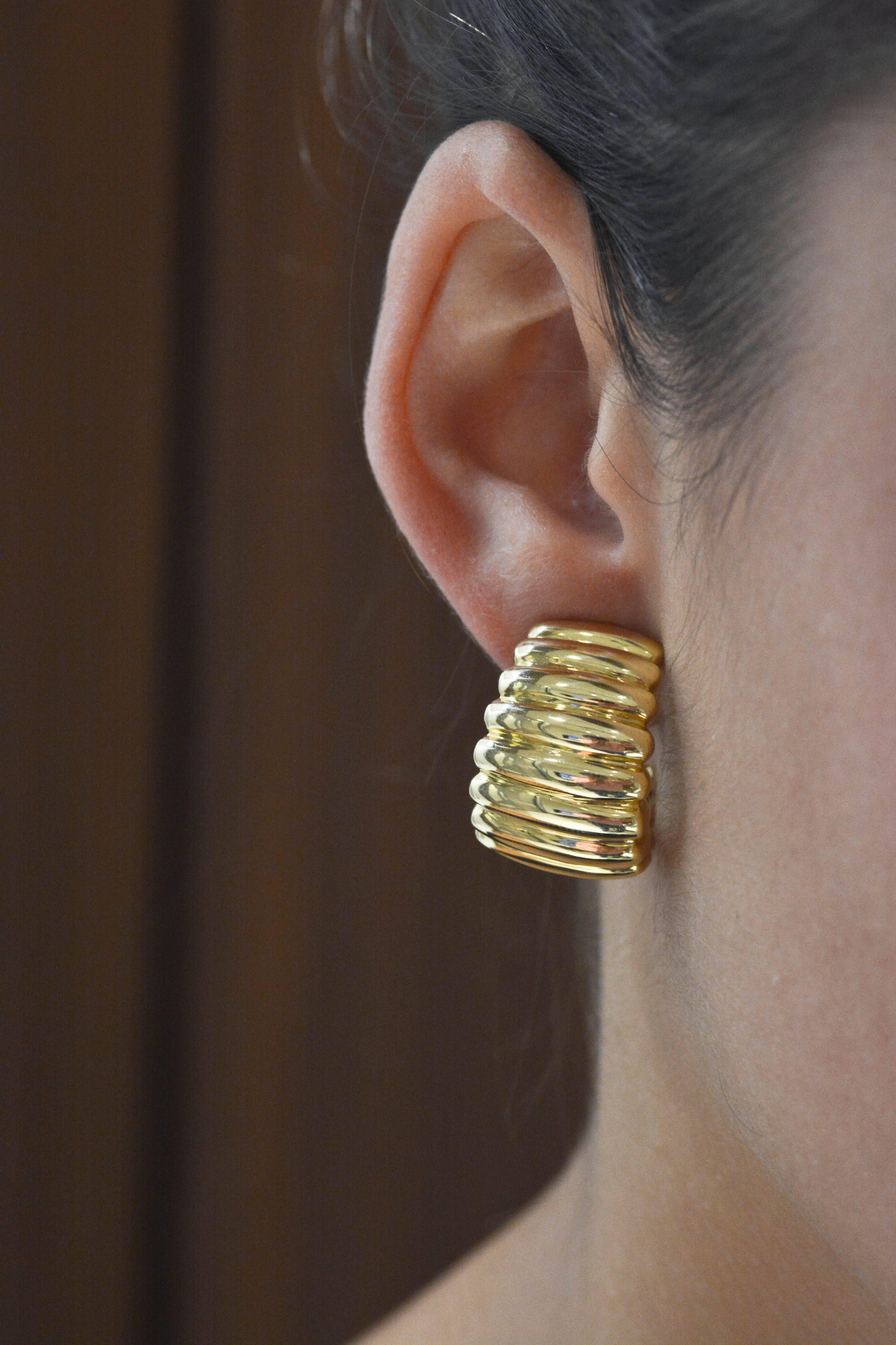 Gold Clip-On Half Hoop Earrings 1