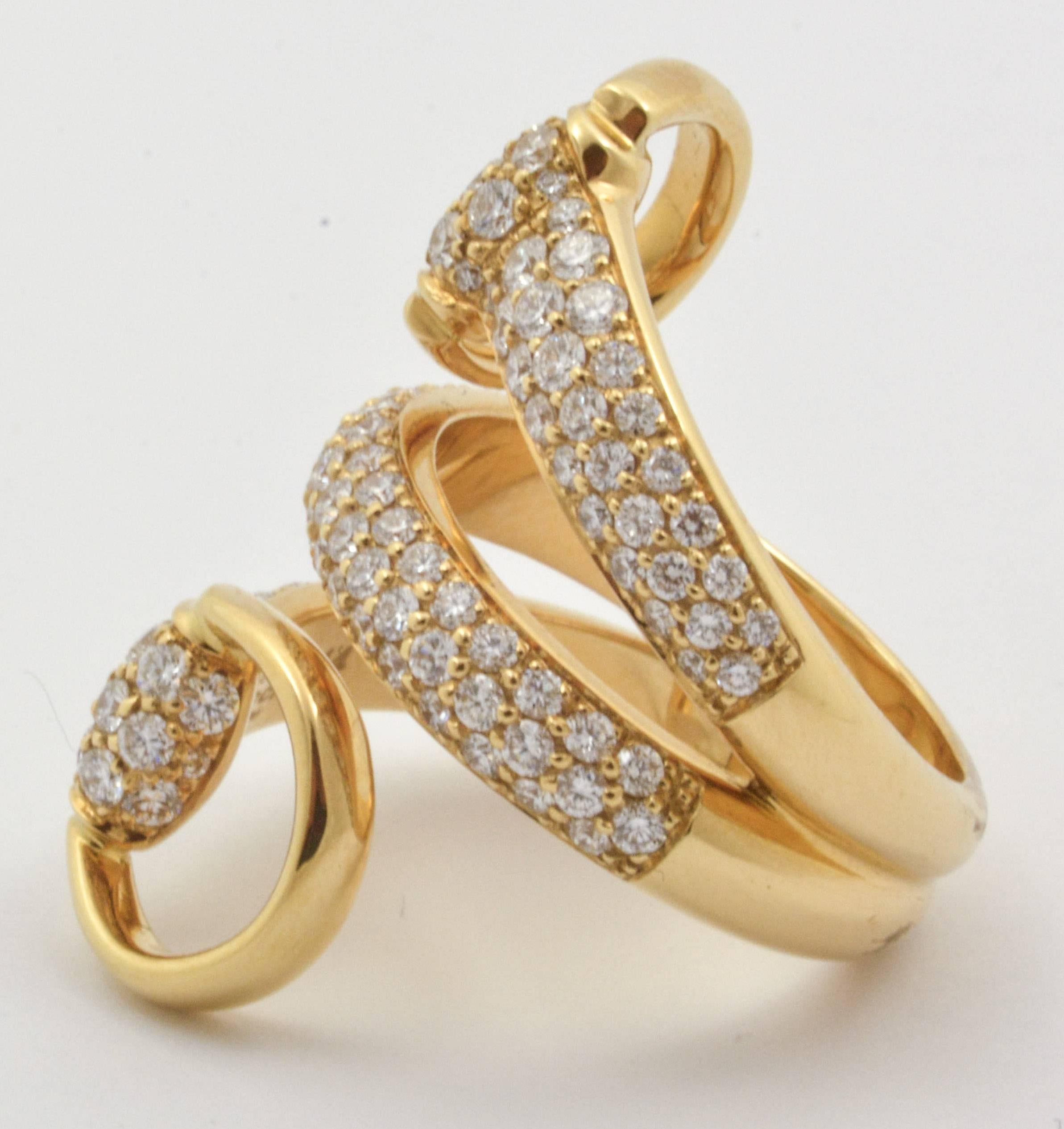 Gucci Diamant-Gold-Pferdegebiss-Ring (Moderne)