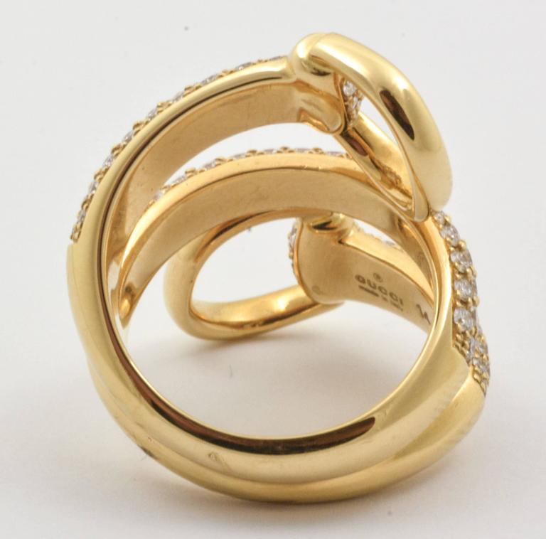 Gucci Diamond Gold Horse Bit Ring at 1stDibs | gucci horsebit ring ...