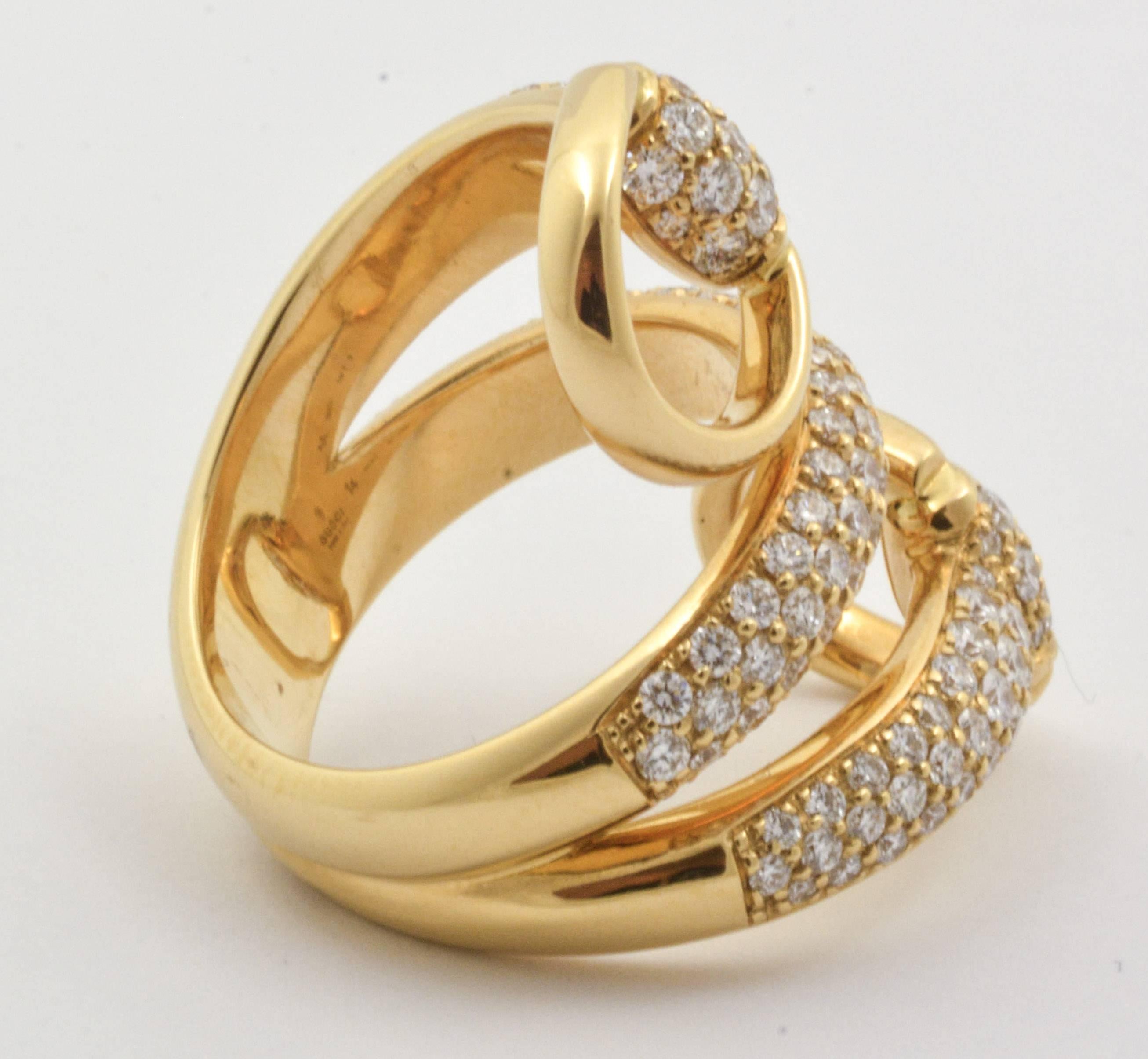 Gucci Diamant-Gold-Pferdegebiss-Ring für Damen oder Herren